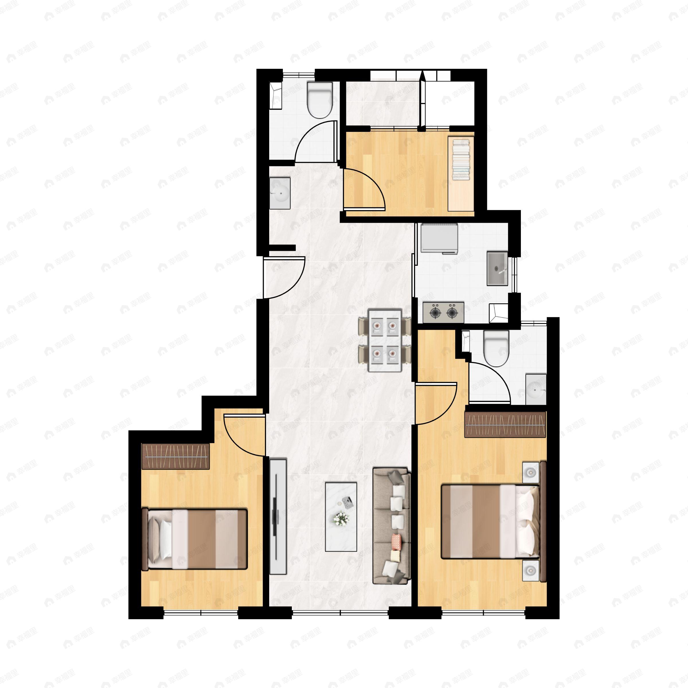 建发璟院3室2厅2卫户型图