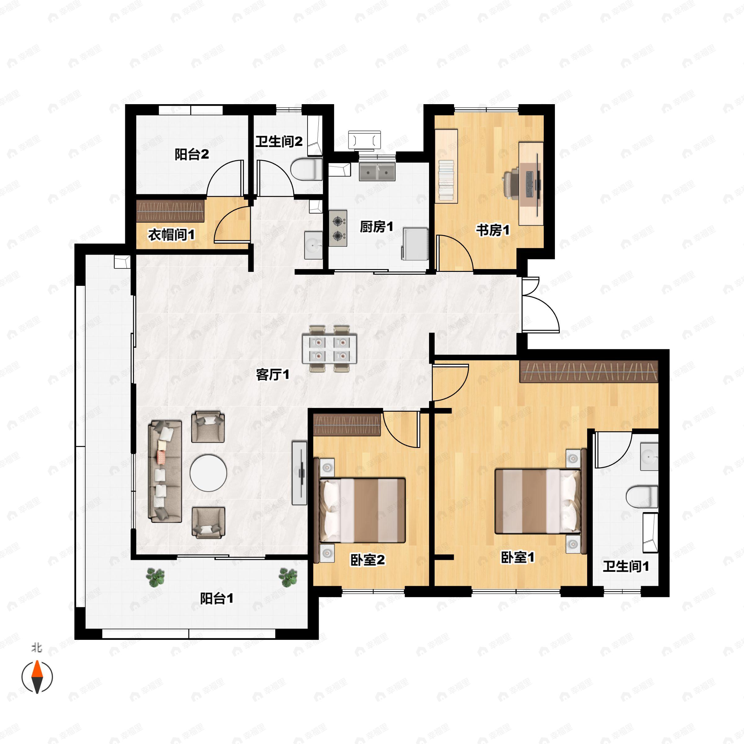 融创城4室2厅2卫户型图