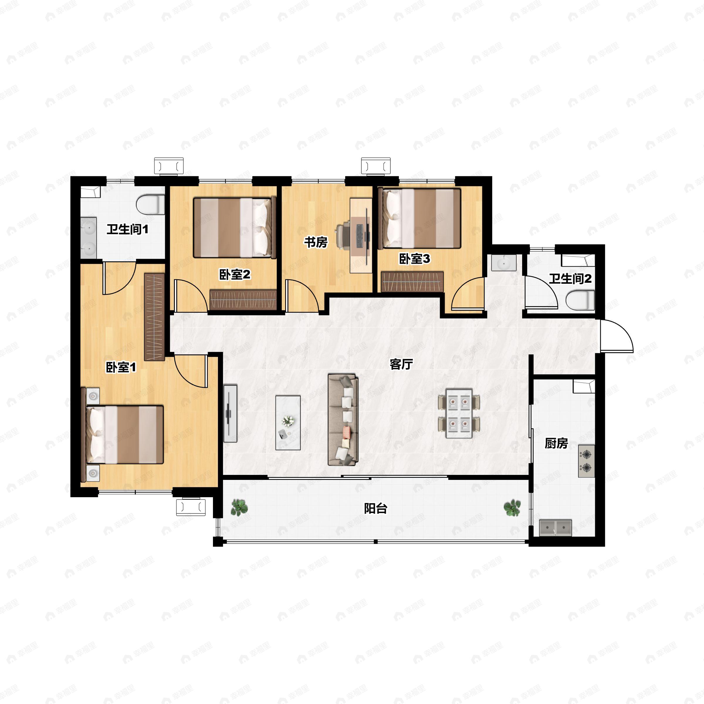 4室2厅2卫建面137平户型图