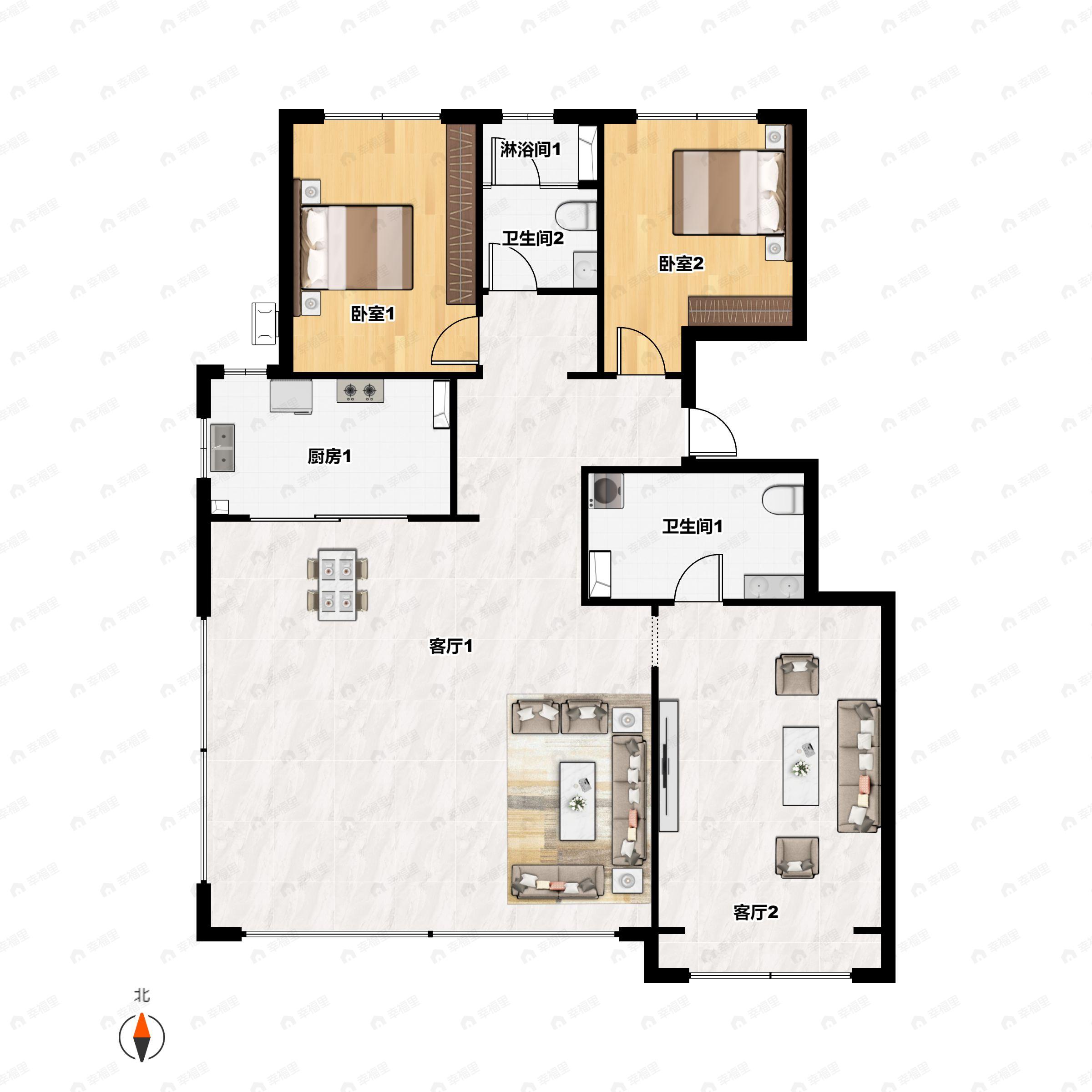 中建宸庐3室2厅2卫户型图