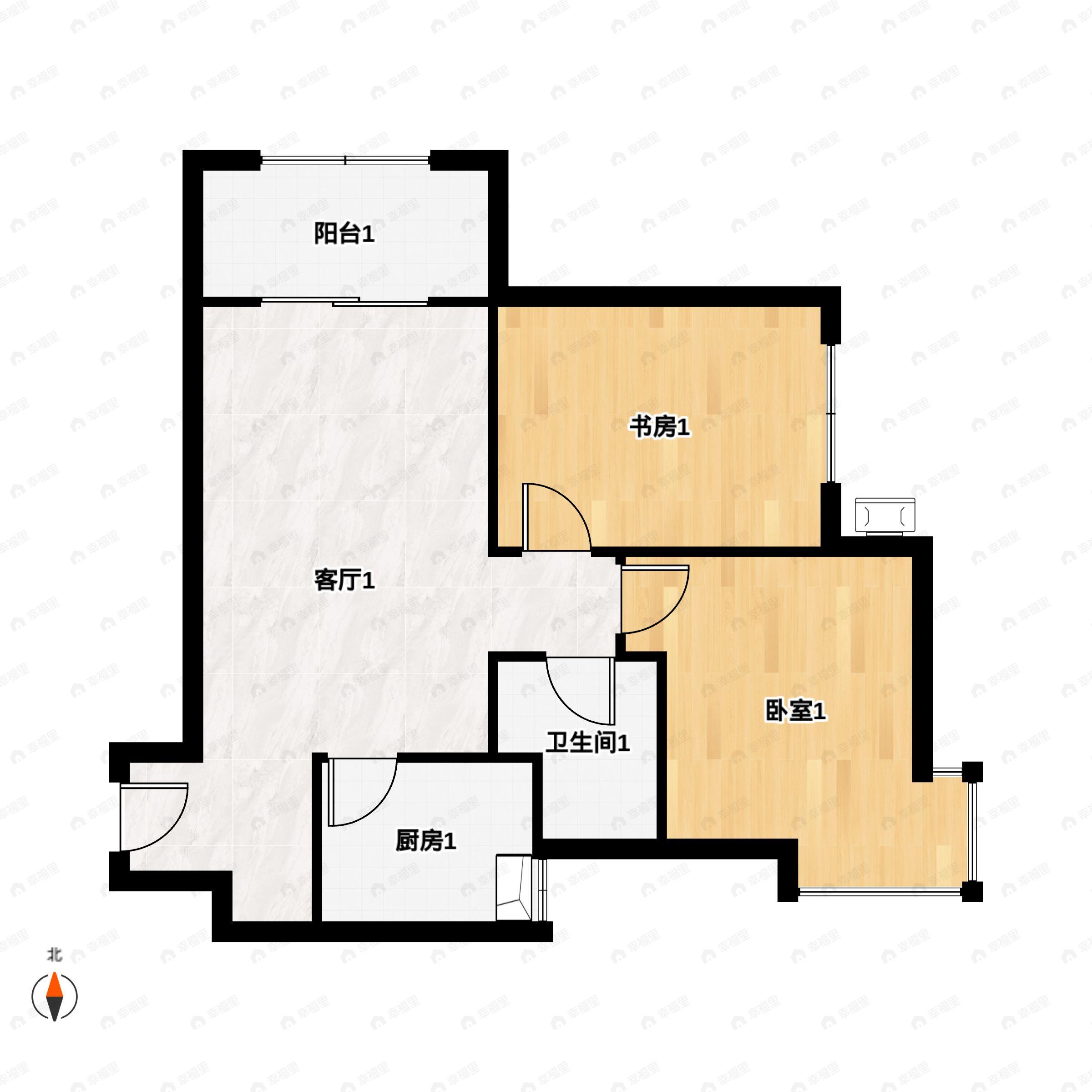 2室2厅1卫建面70平户型图