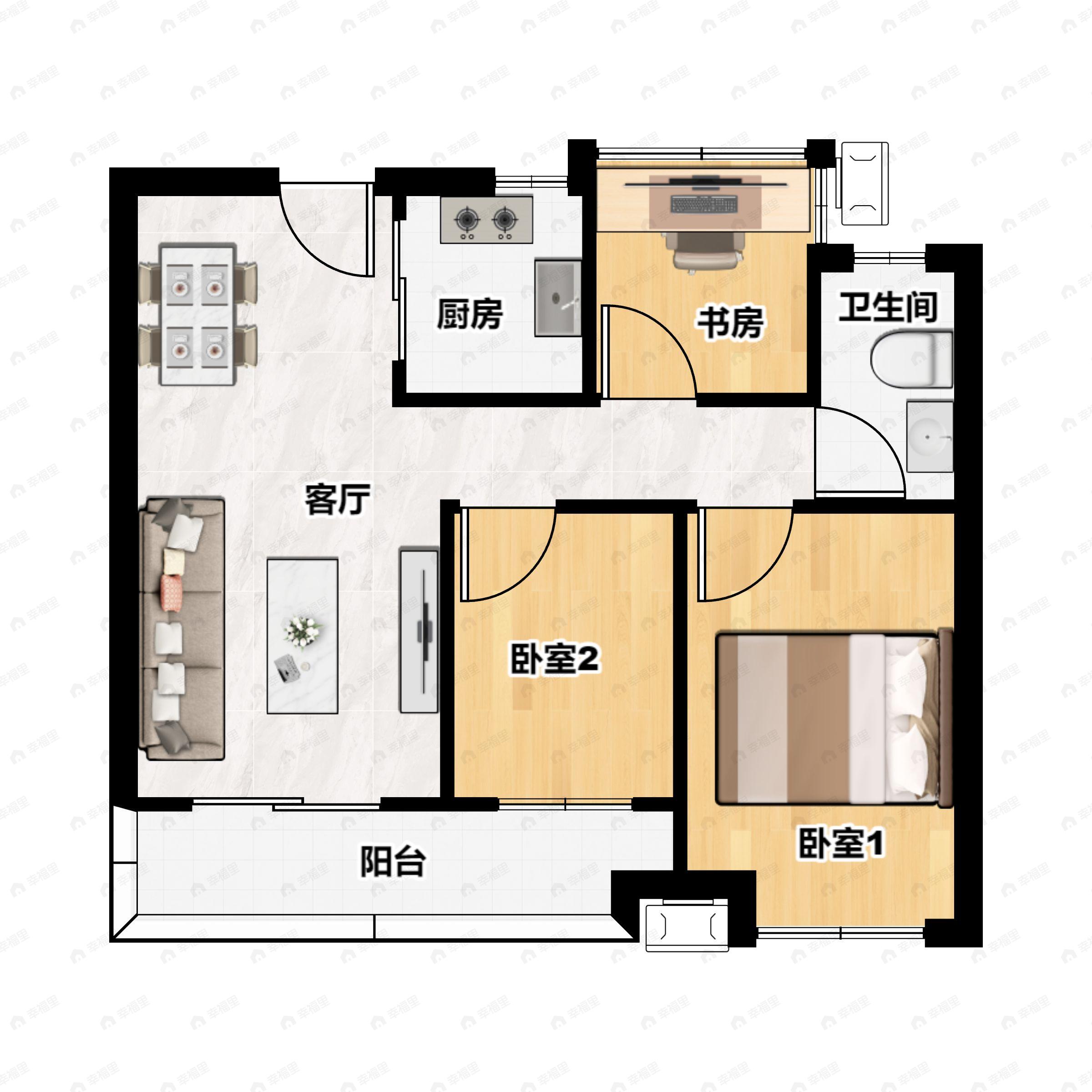 3室2厅1卫建面97平户型图