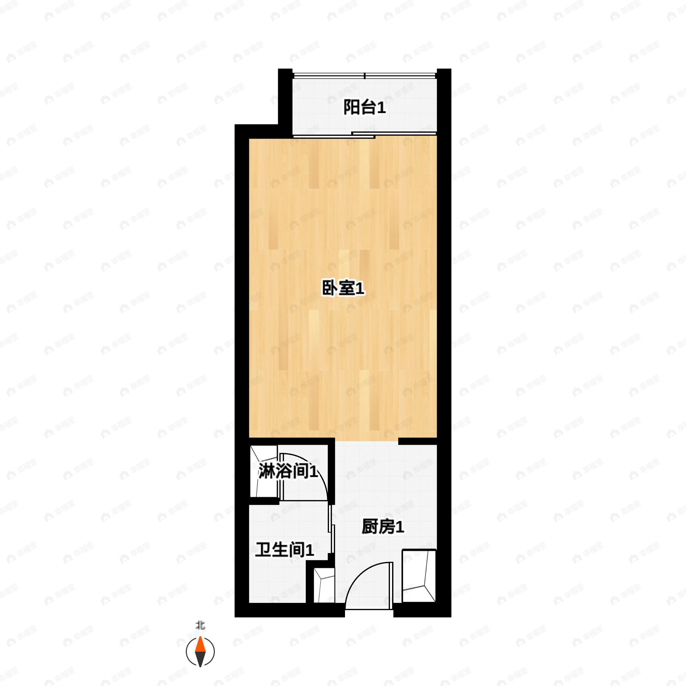 1室1厅1卫建面43平户型图