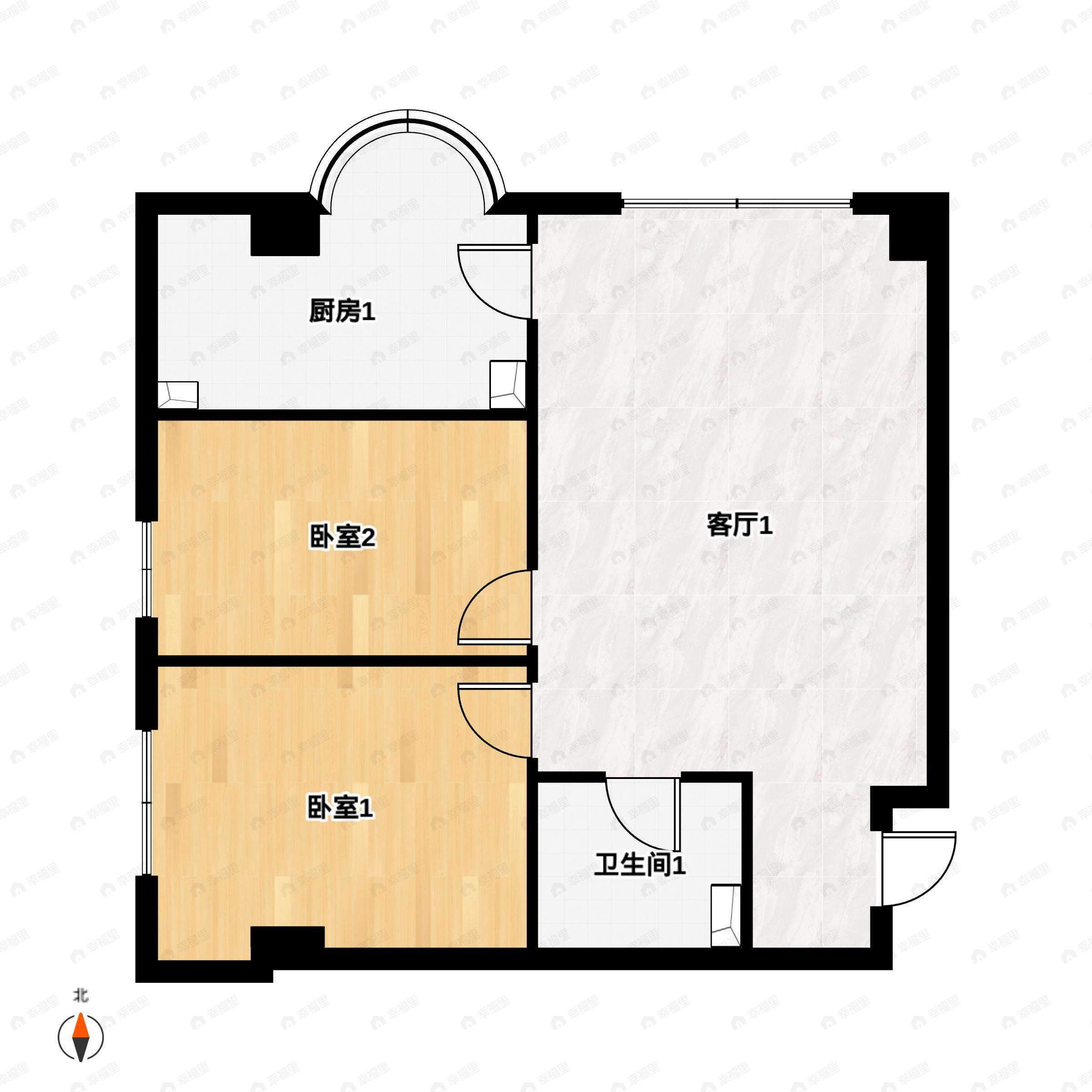 2室2厅1卫建面84平户型图