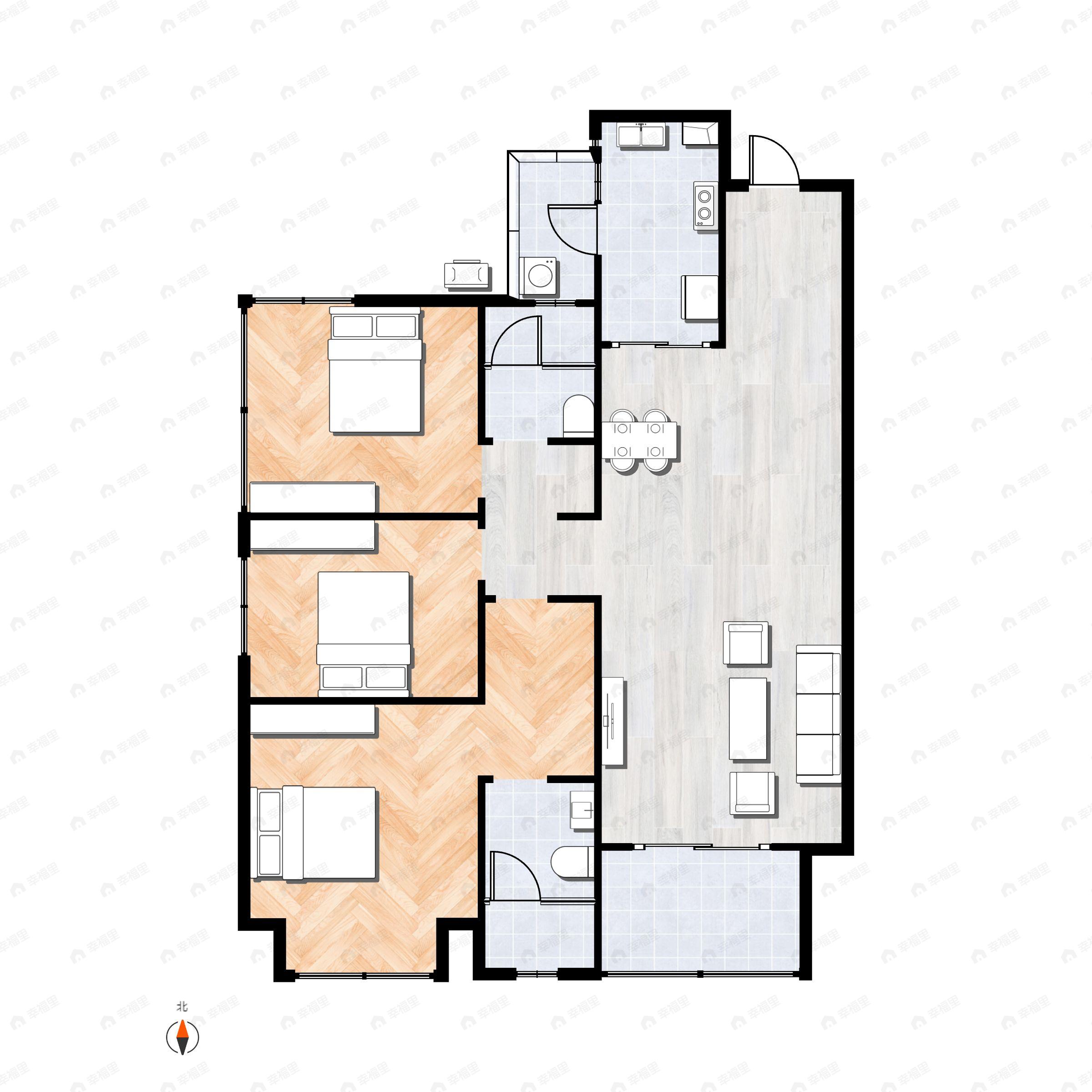 3室2厅2卫建面116平户型图