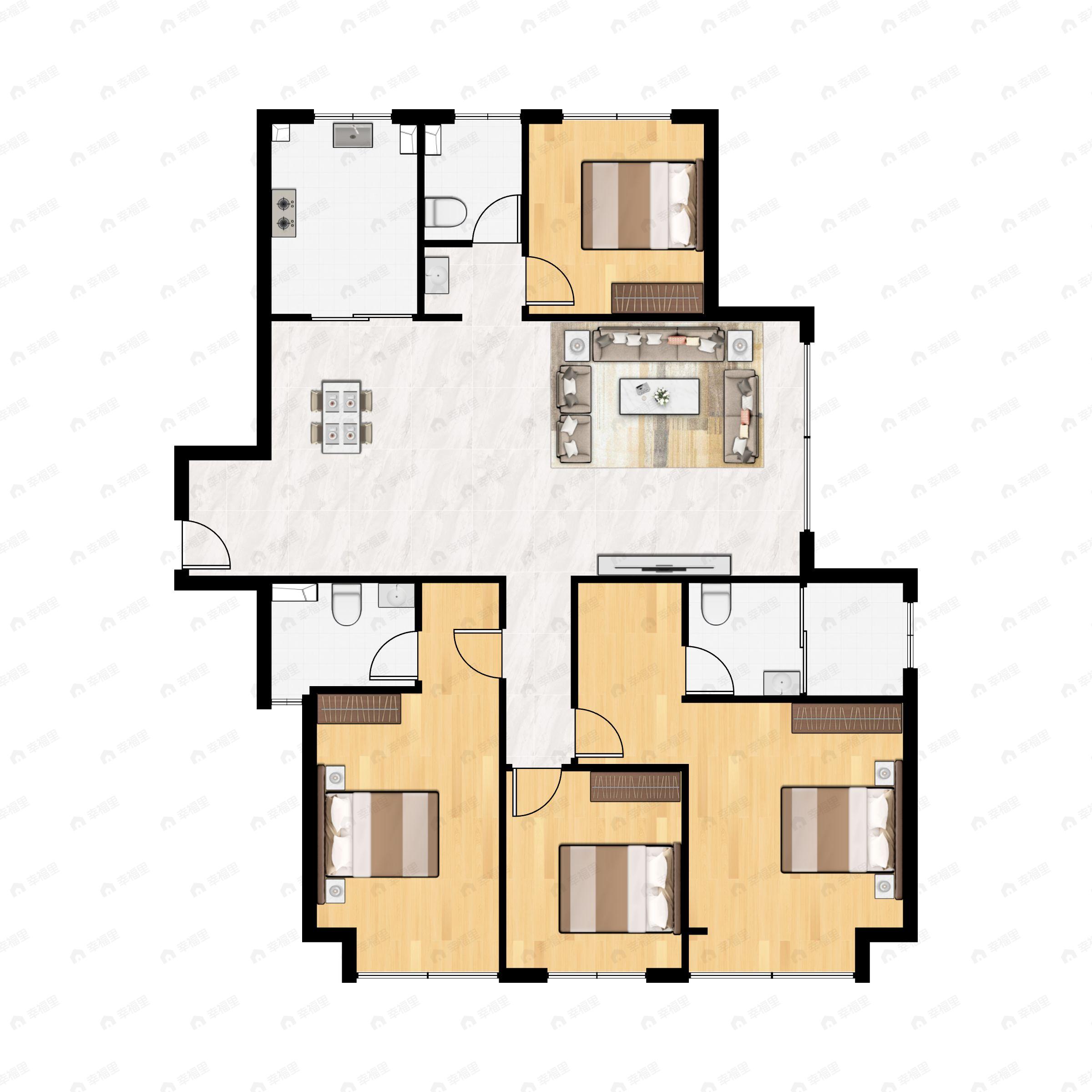 4室2厅3卫建面180平户型图
