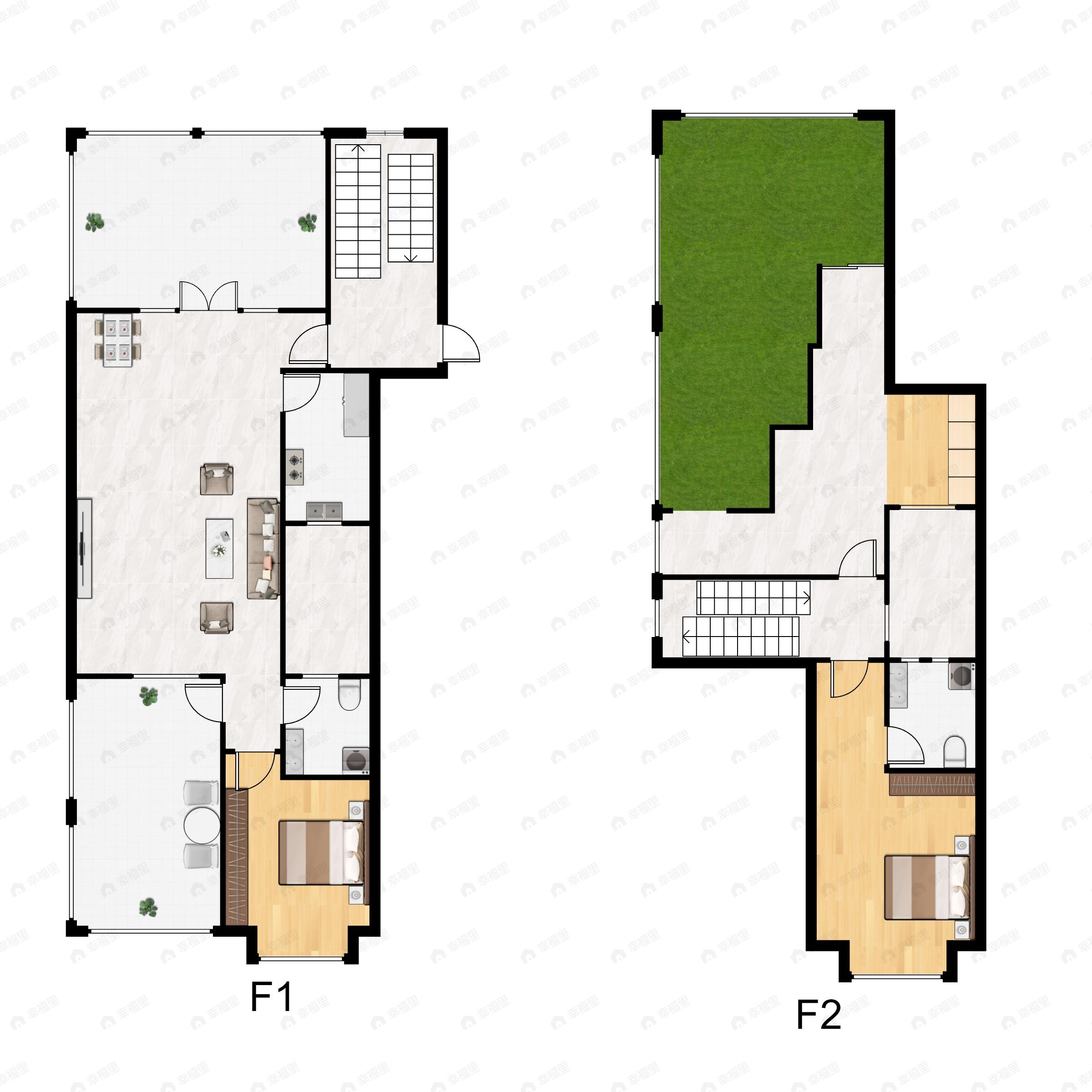 2室2厅2卫建面84平南户型图