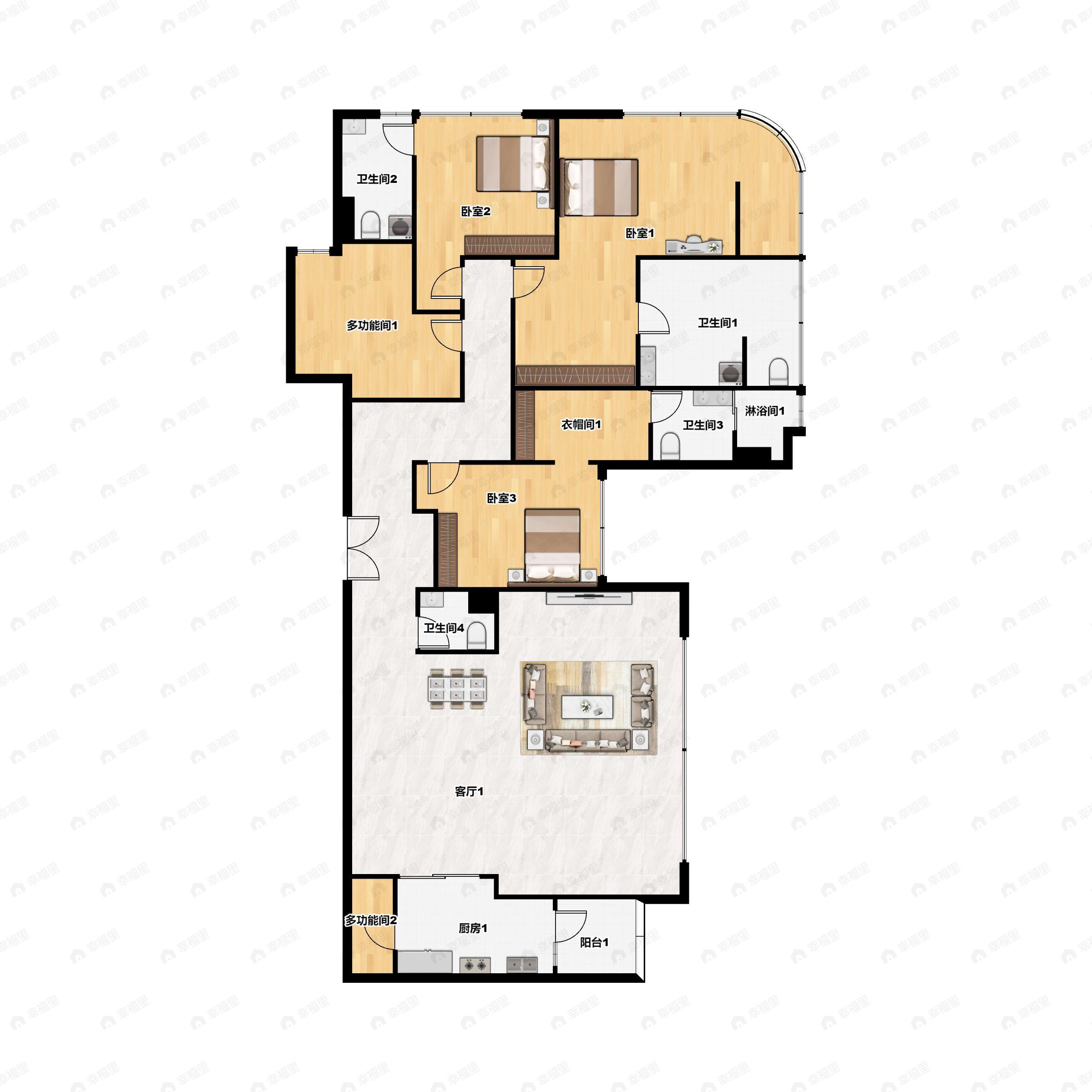 4室3厅3卫建面272平东北|北户型图