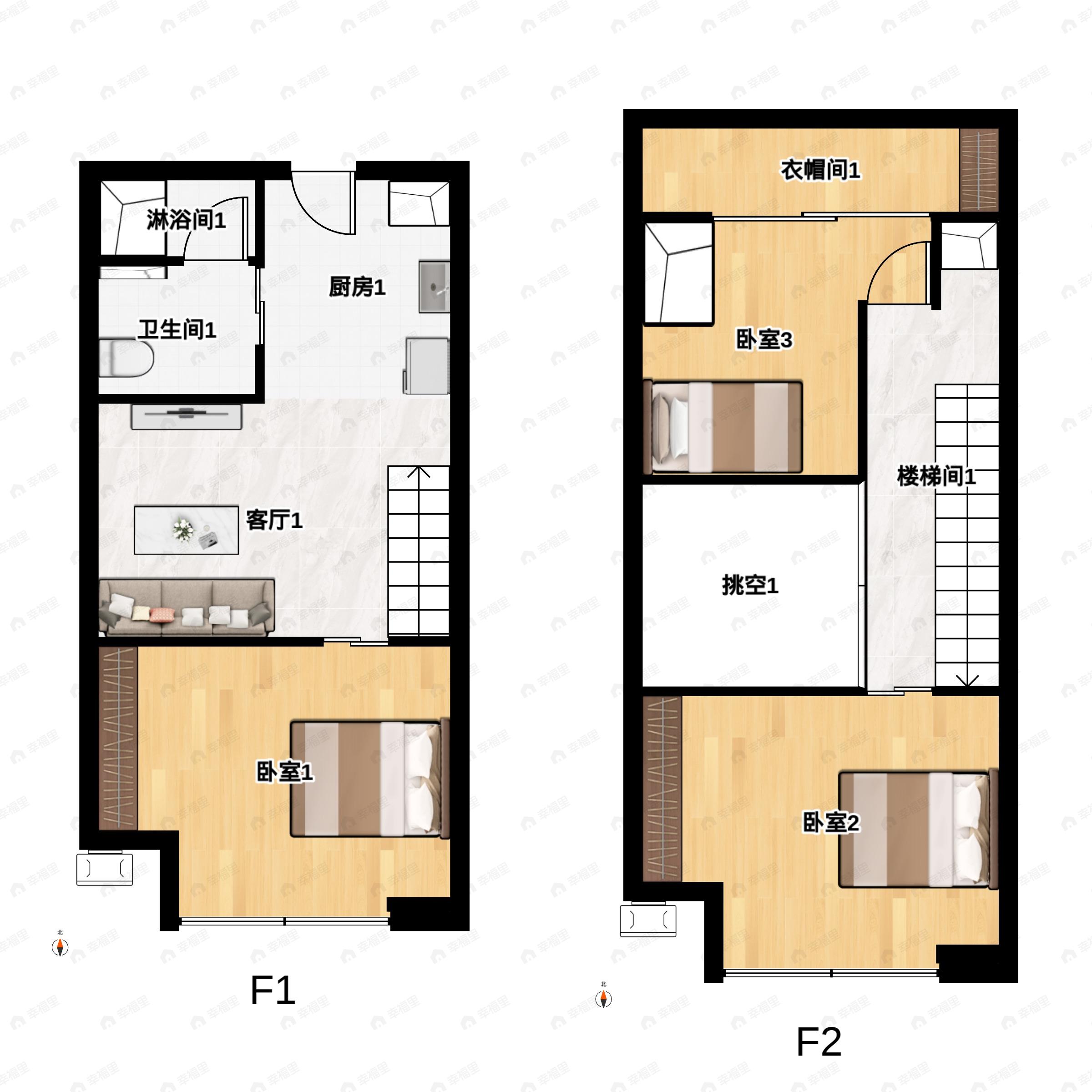 3室2厅1卫建面40平户型图