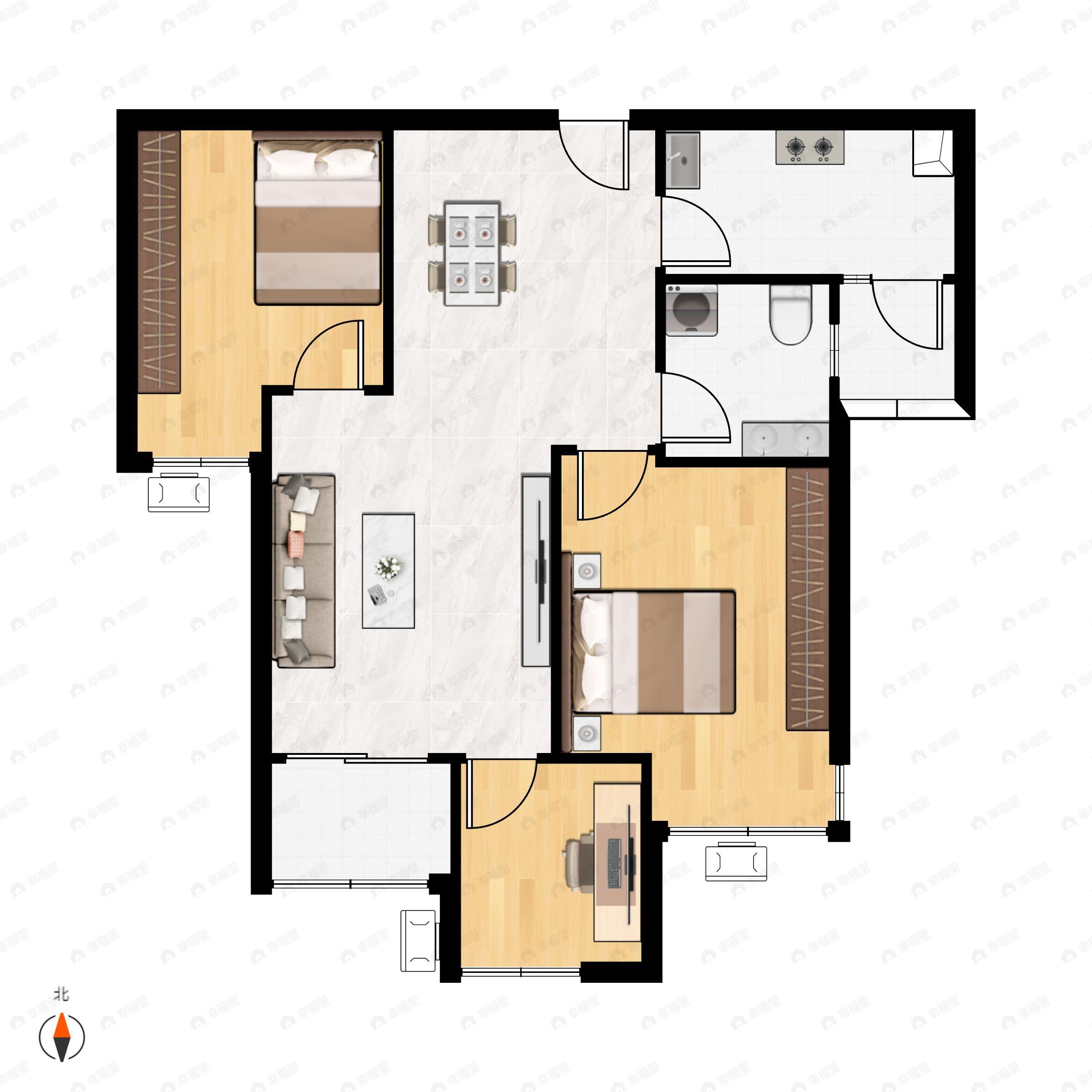 龙湖嘉天下3室2厅1卫户型图