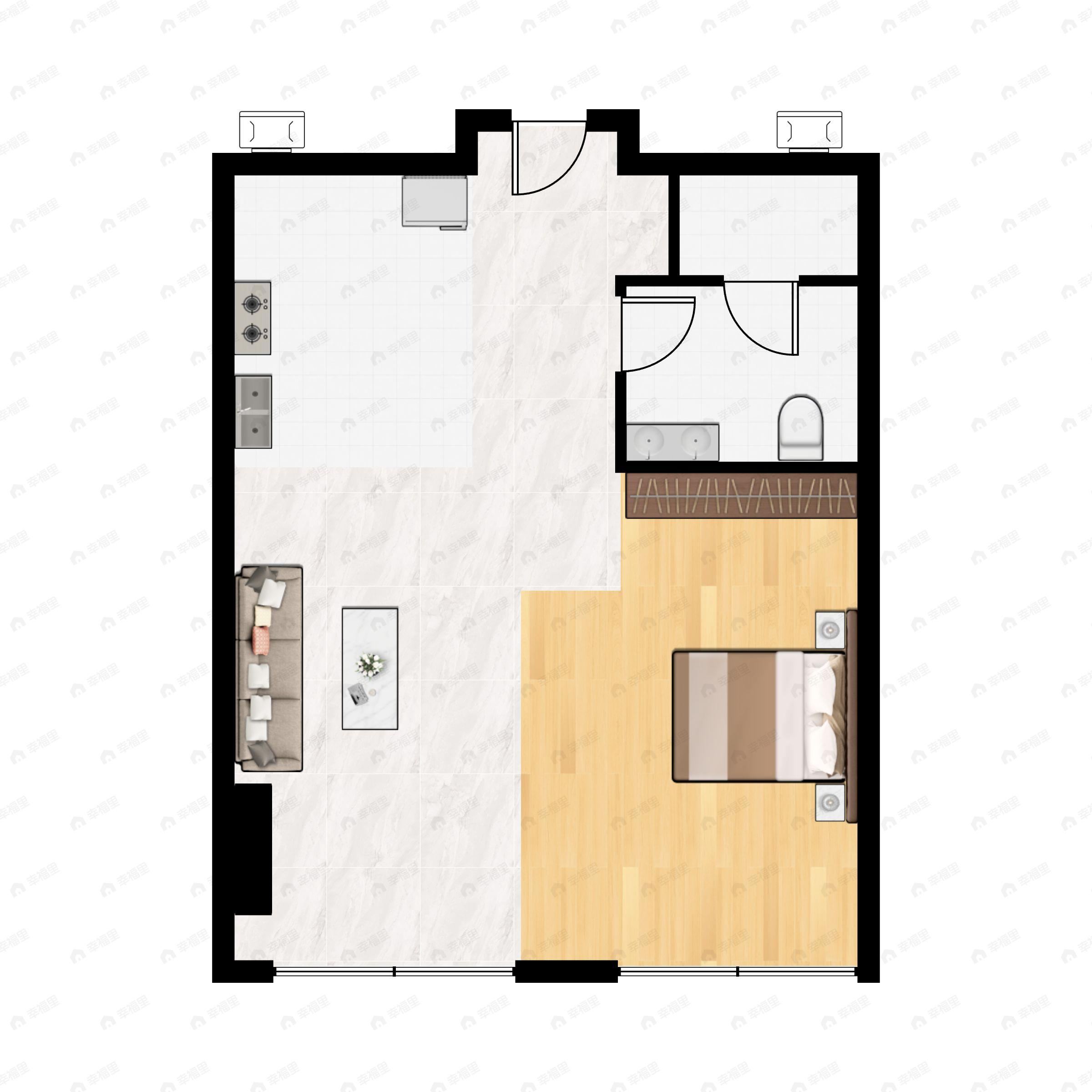 1室1厅1卫建面60平户型图