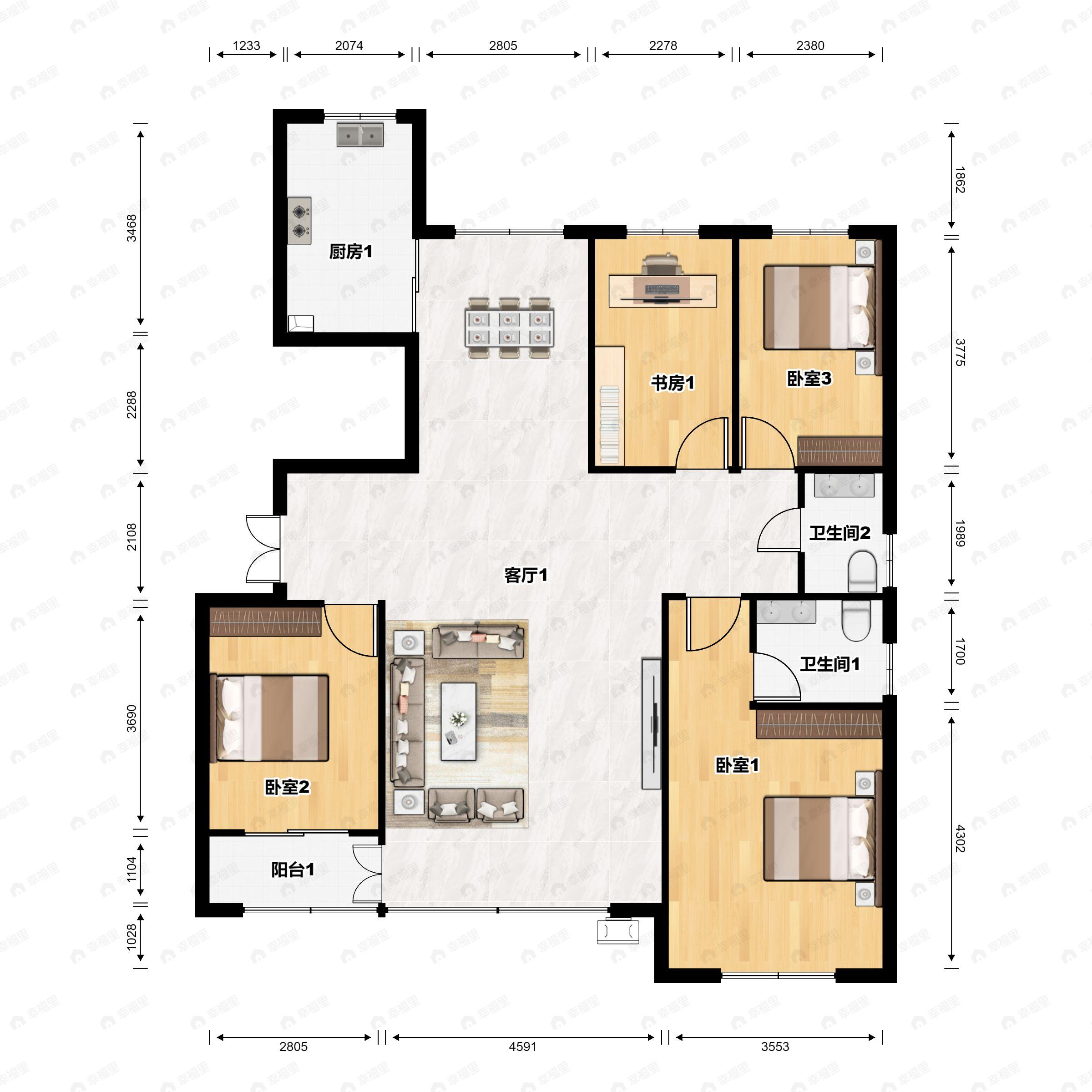 御锦湾4室2厅2卫户型图