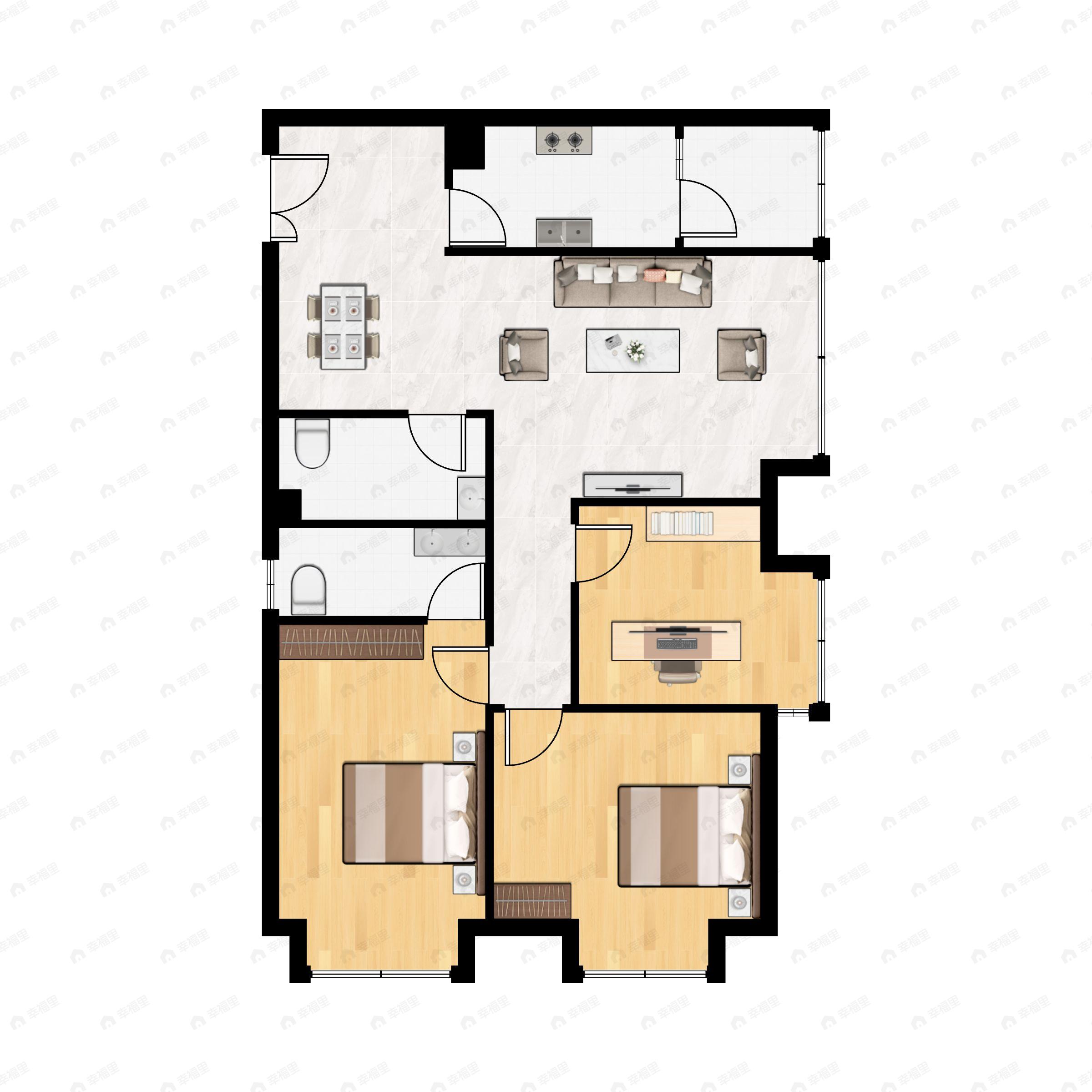 煌华晶萃城3室2厅2卫户型图