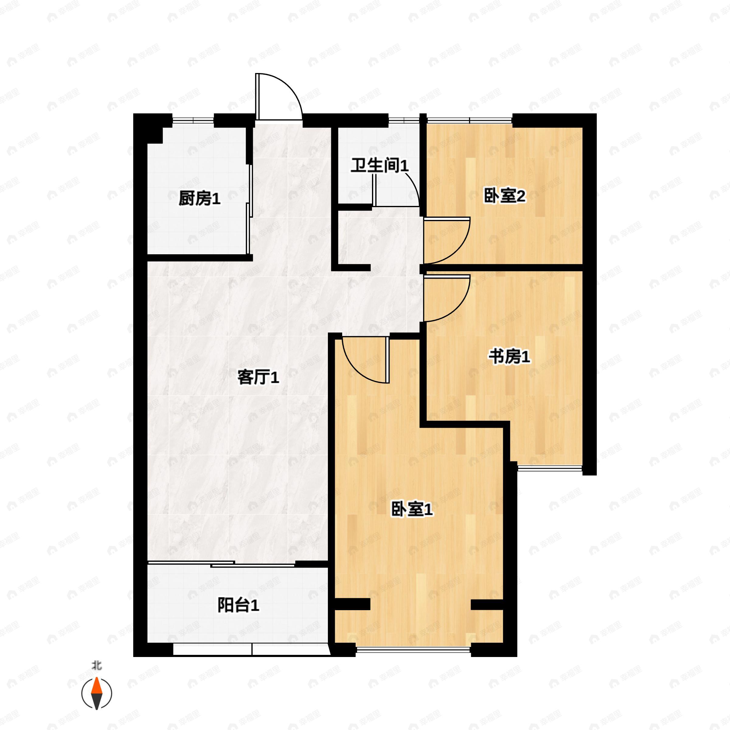 3室2厅1卫建面81平户型图