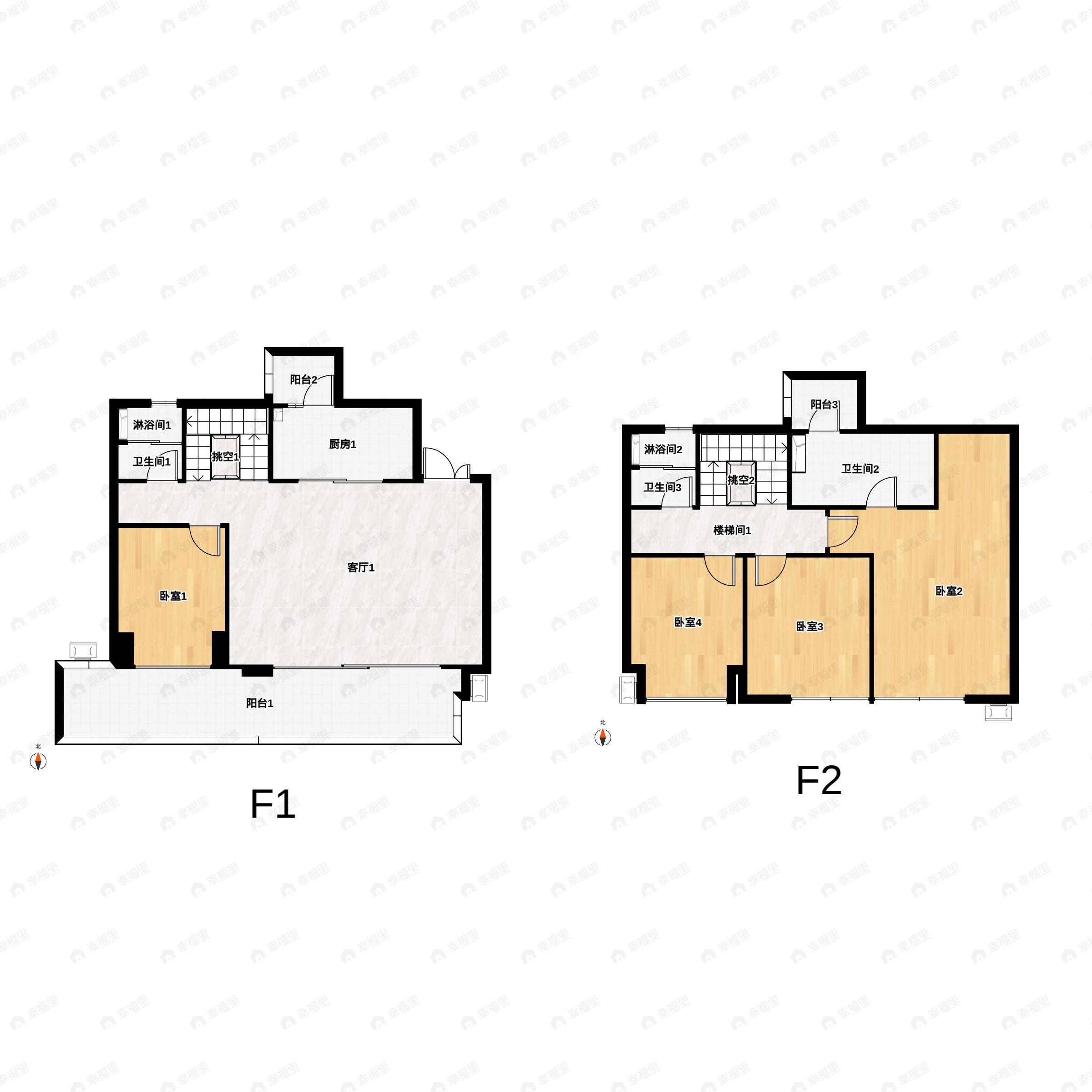 4室2厅3卫建面134平户型图