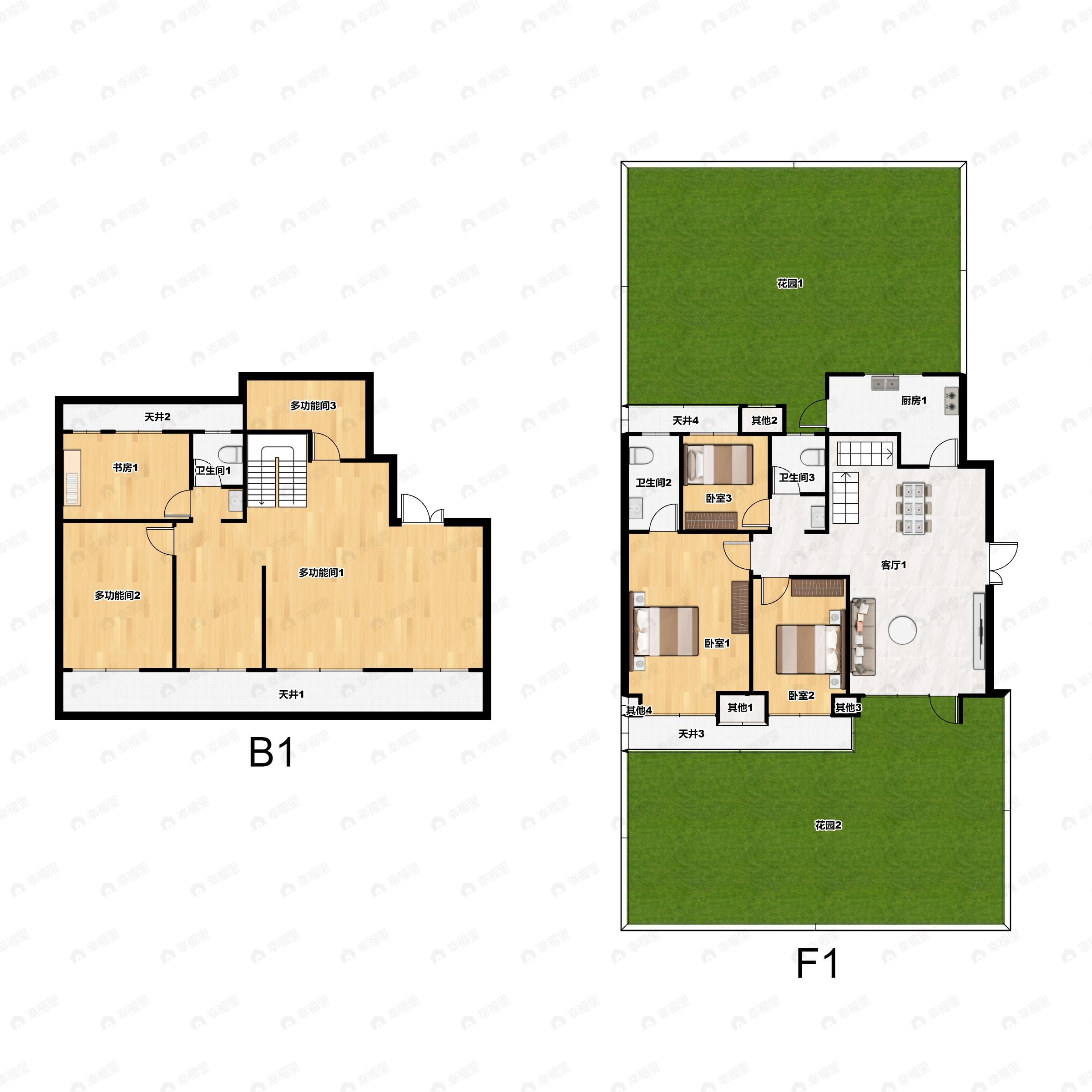 3室2厅2卫建面233平南户型图