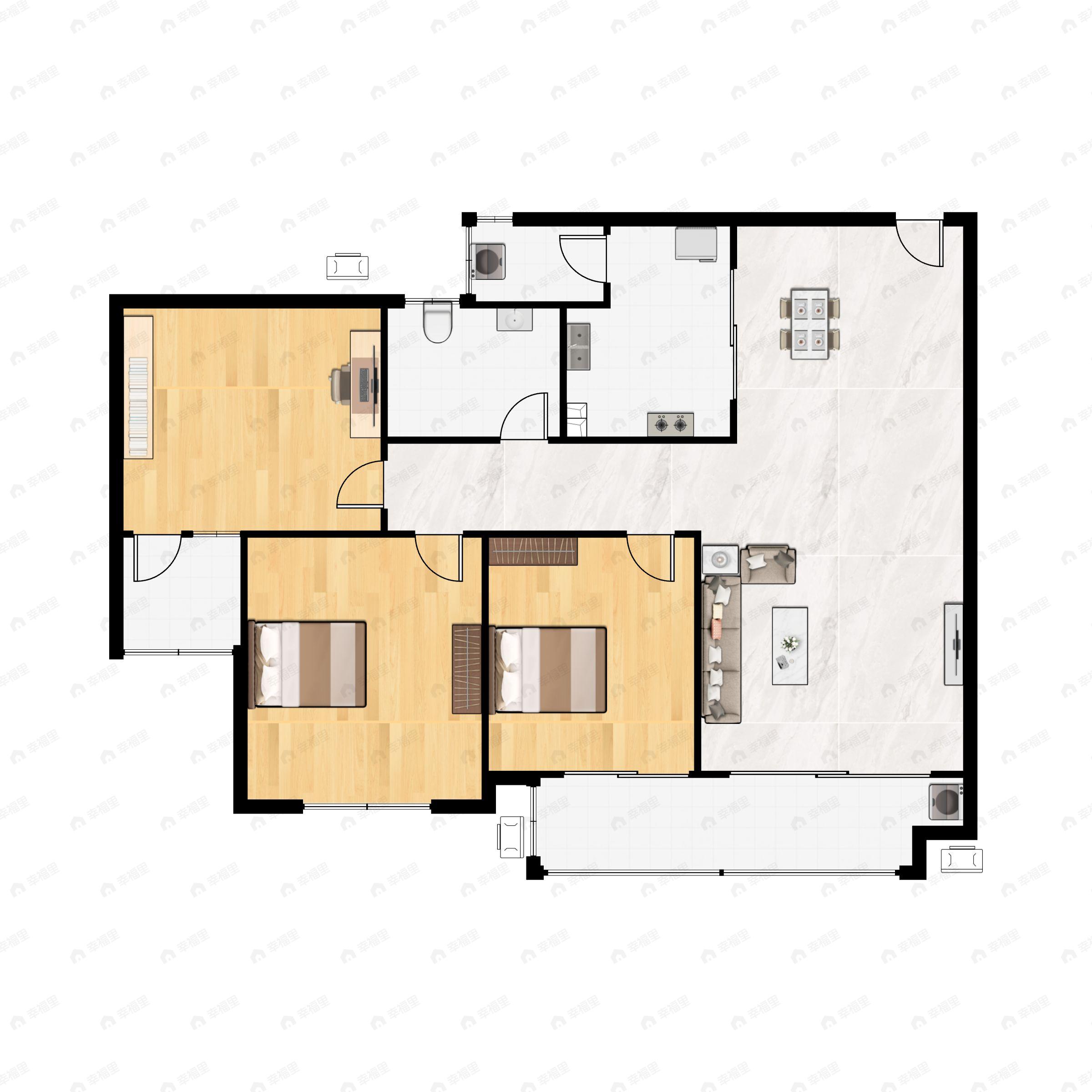 3室2厅1卫建面112平户型图