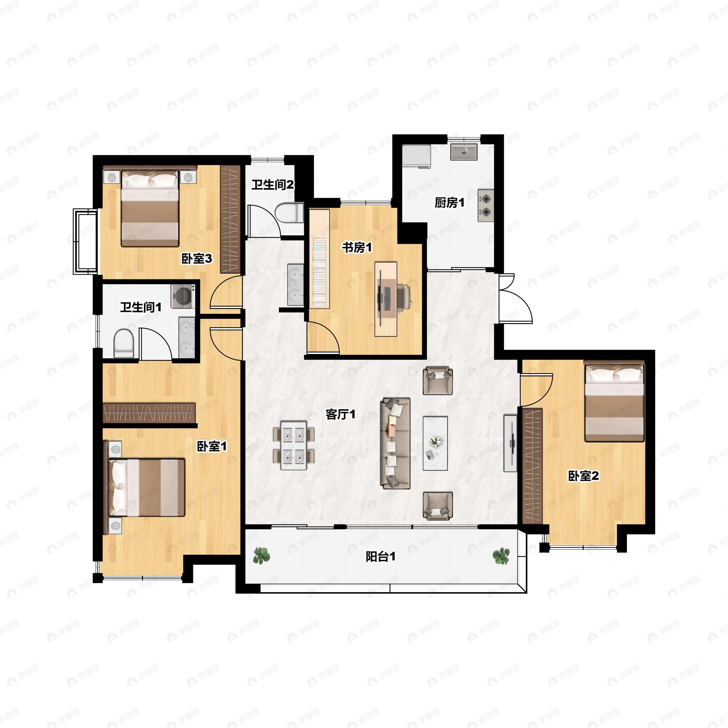 4室2厅2卫建面147平南|北户型图