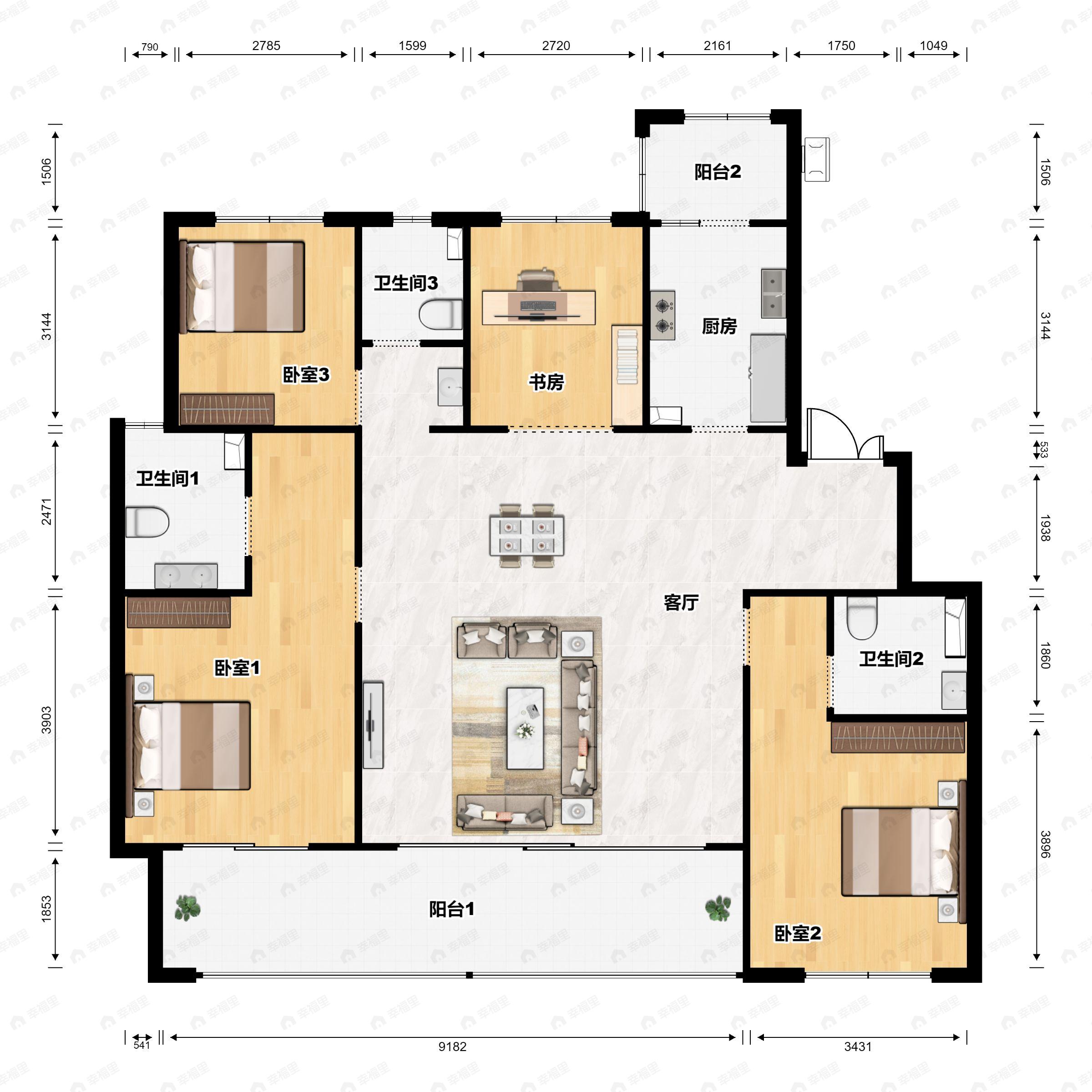 交投善成电建天合玖玺4室2厅3卫户型图