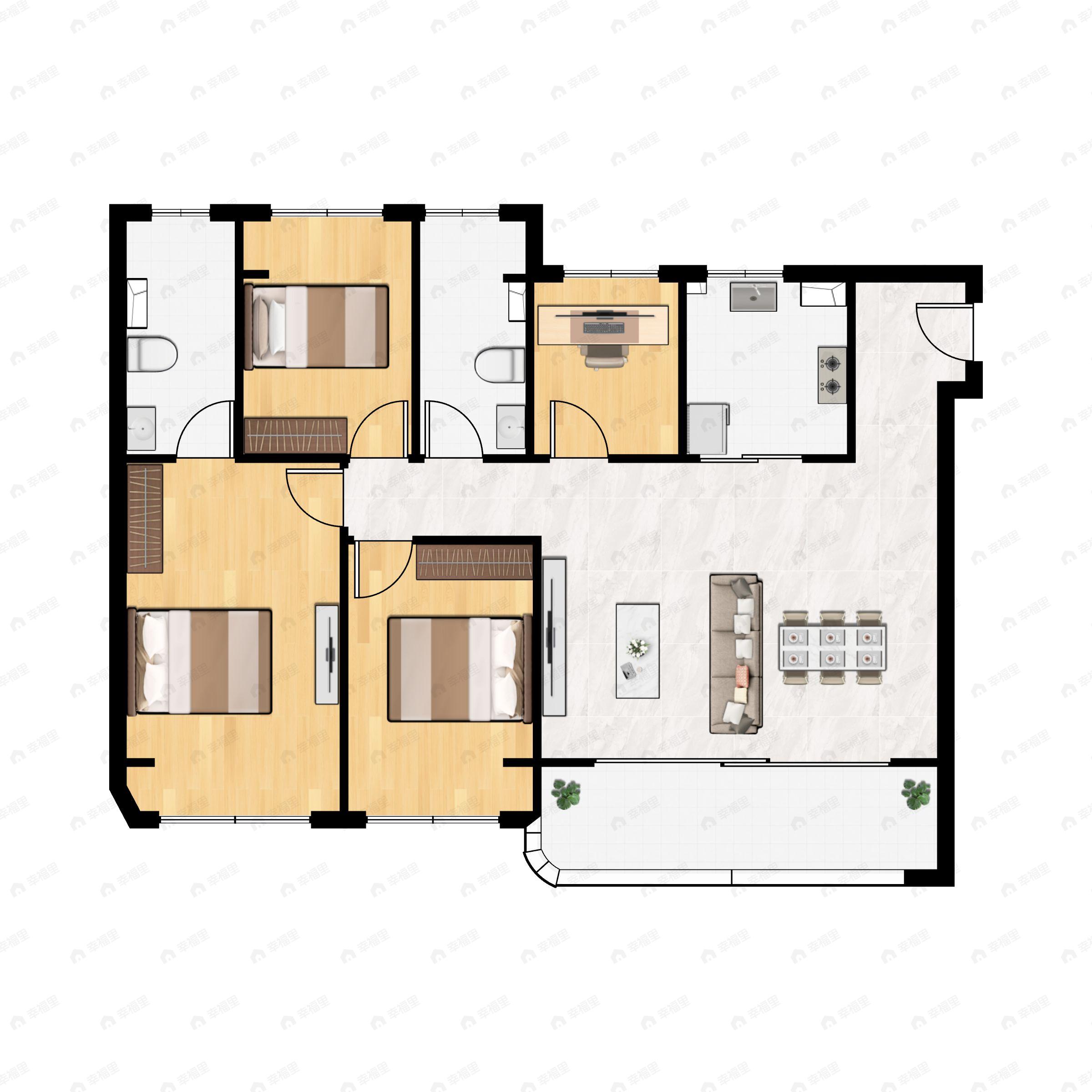 4室2厅2卫建面135平户型图