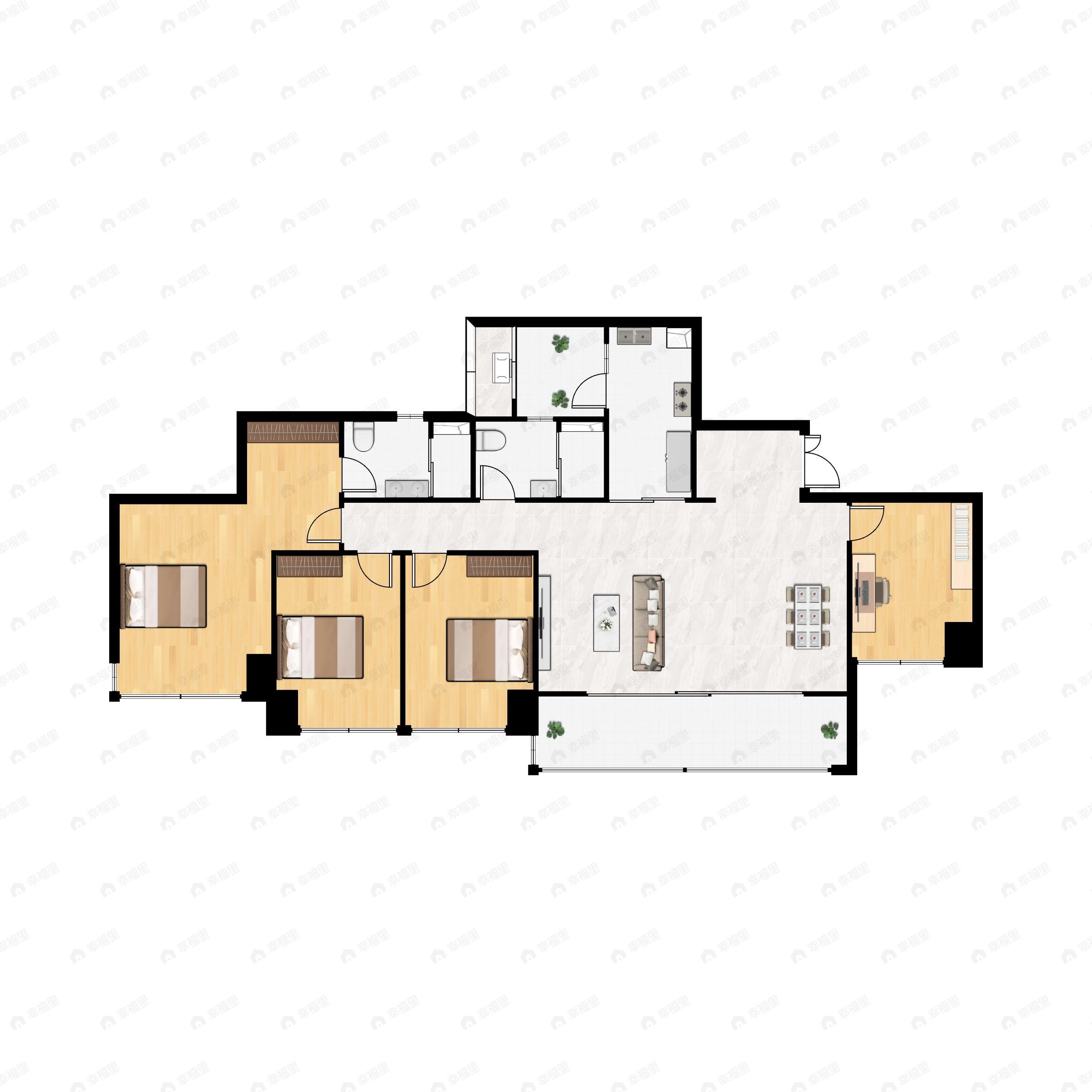 招商1872阅青斓4室2厅2卫户型图
