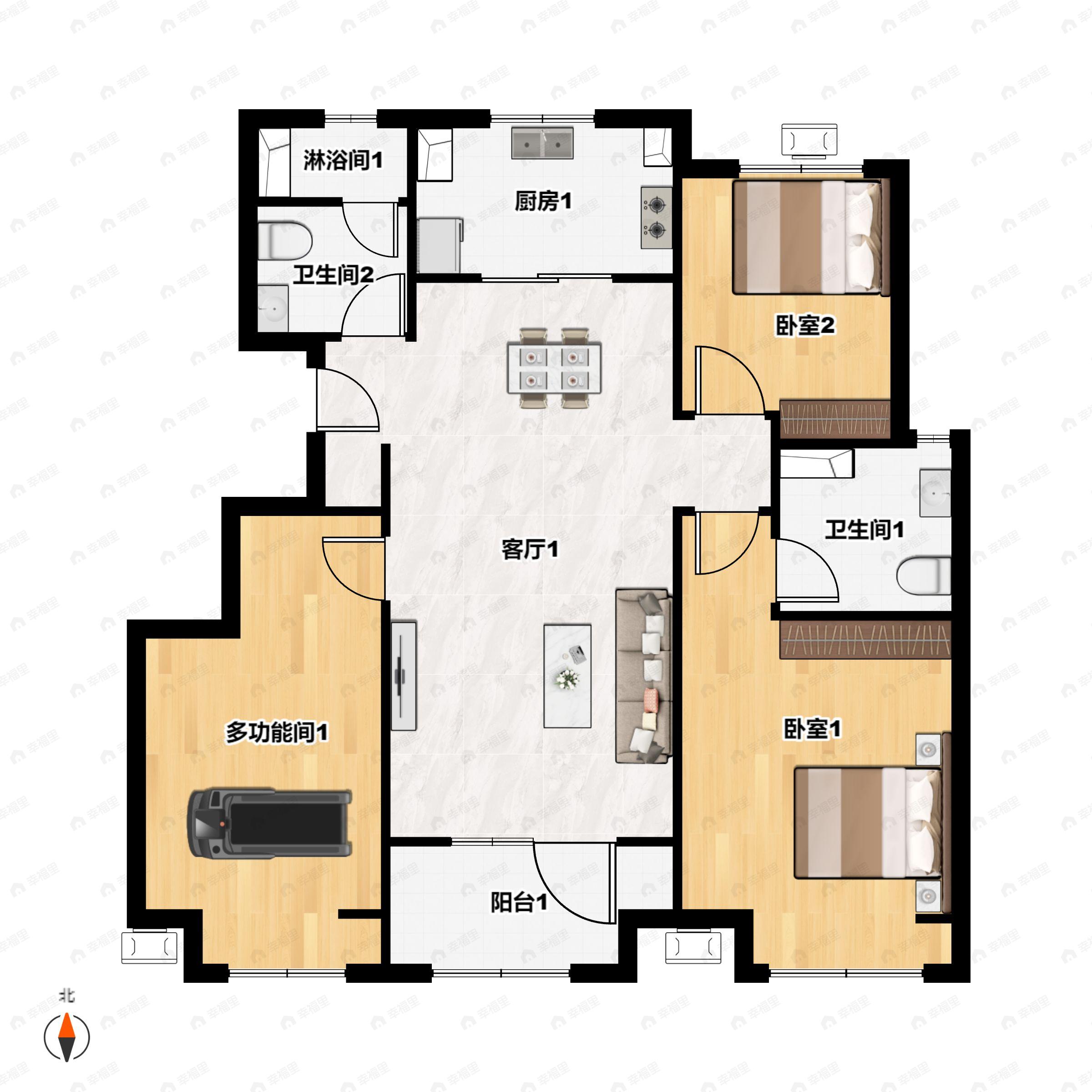 合景泰富天汇3室2厅2卫户型图