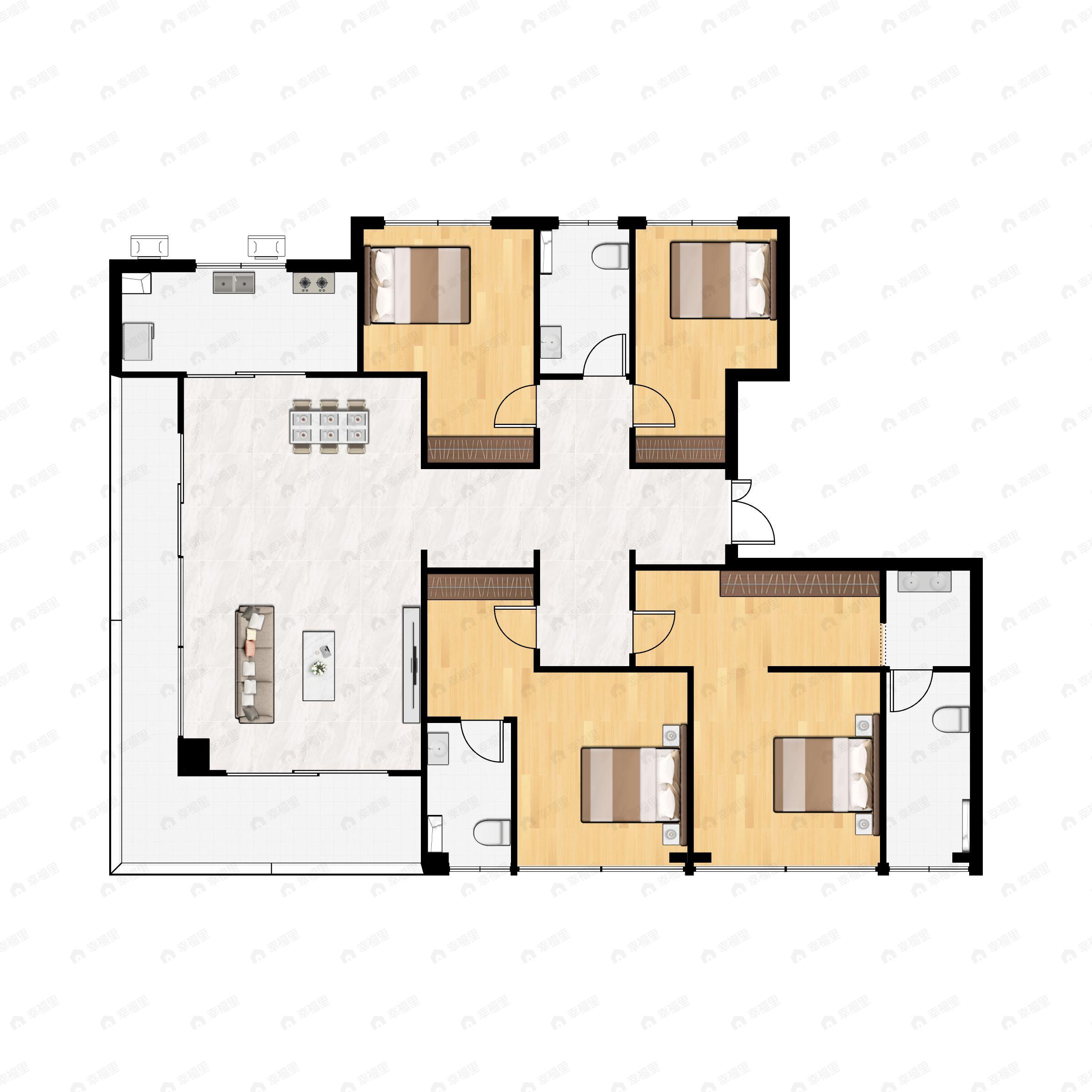 4室2厅3卫建面209平户型图