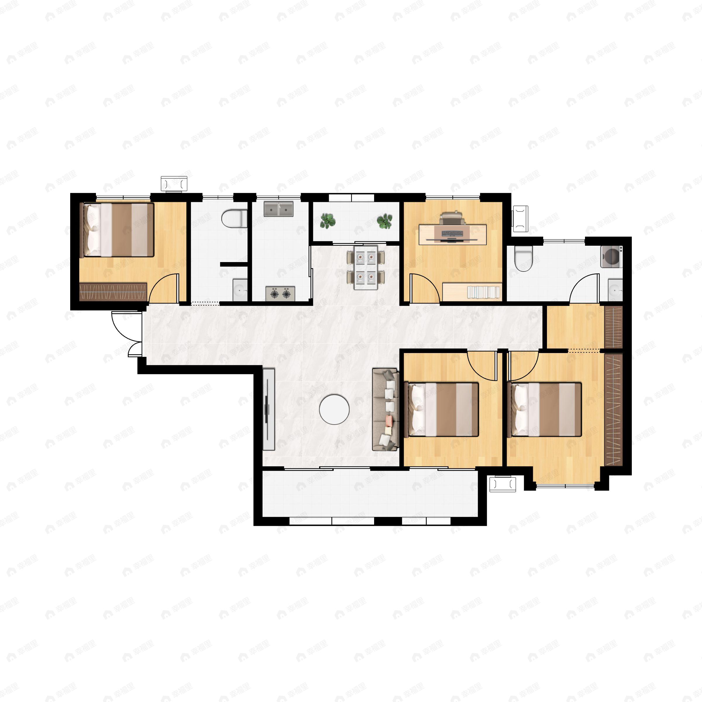 4室2厅2卫建面131平南户型图