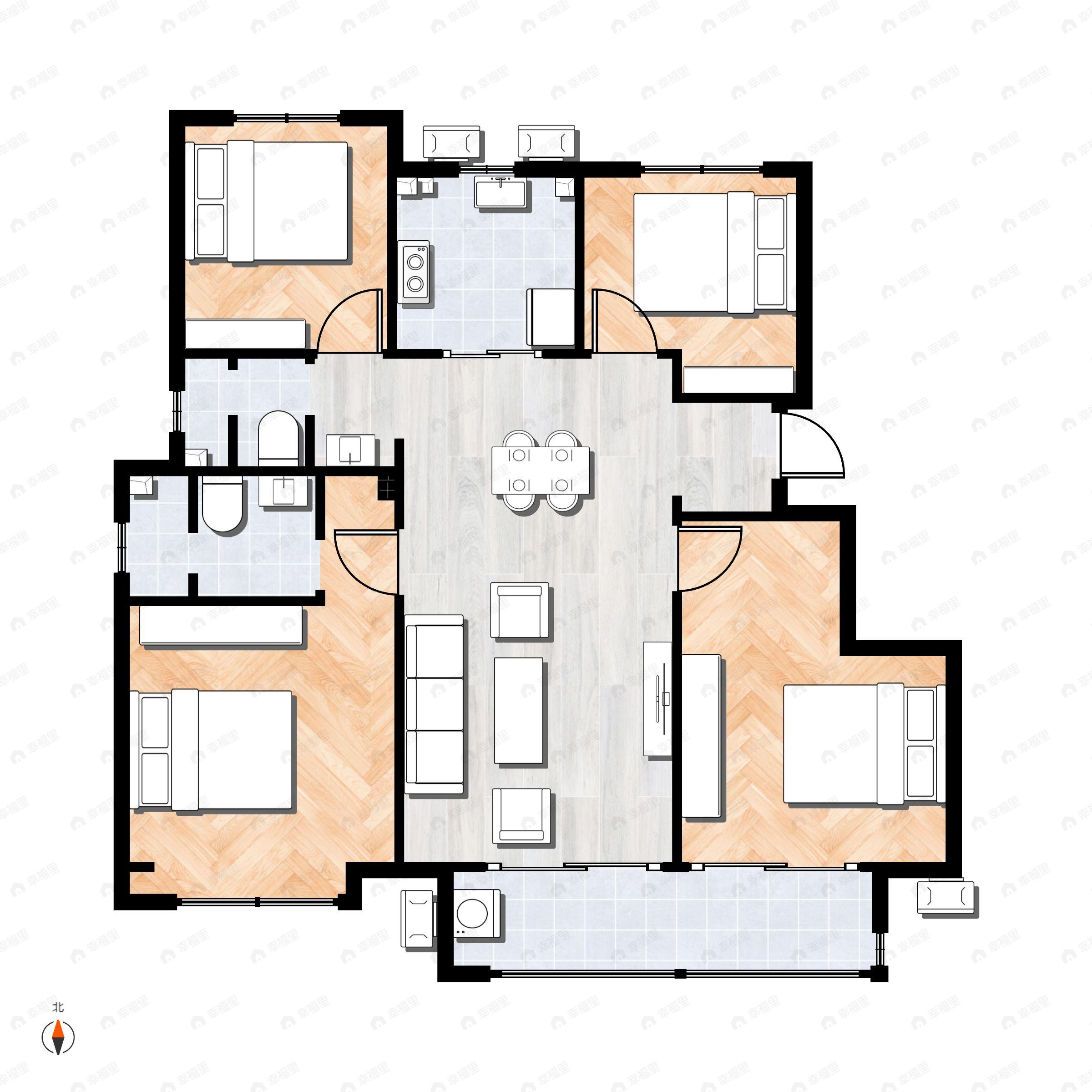 4室2厅2卫建面117平户型图