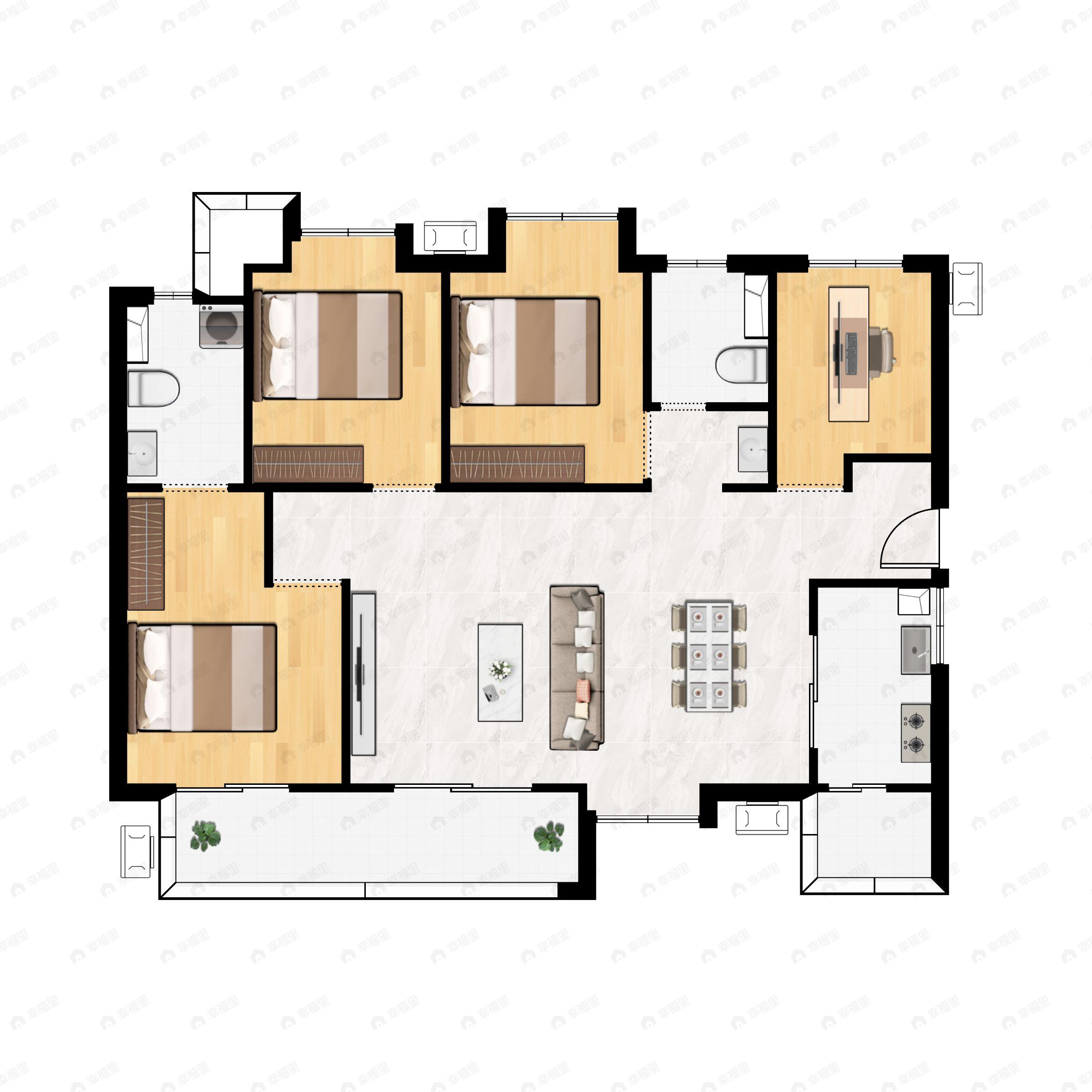 4室2厅2卫建面123平户型图
