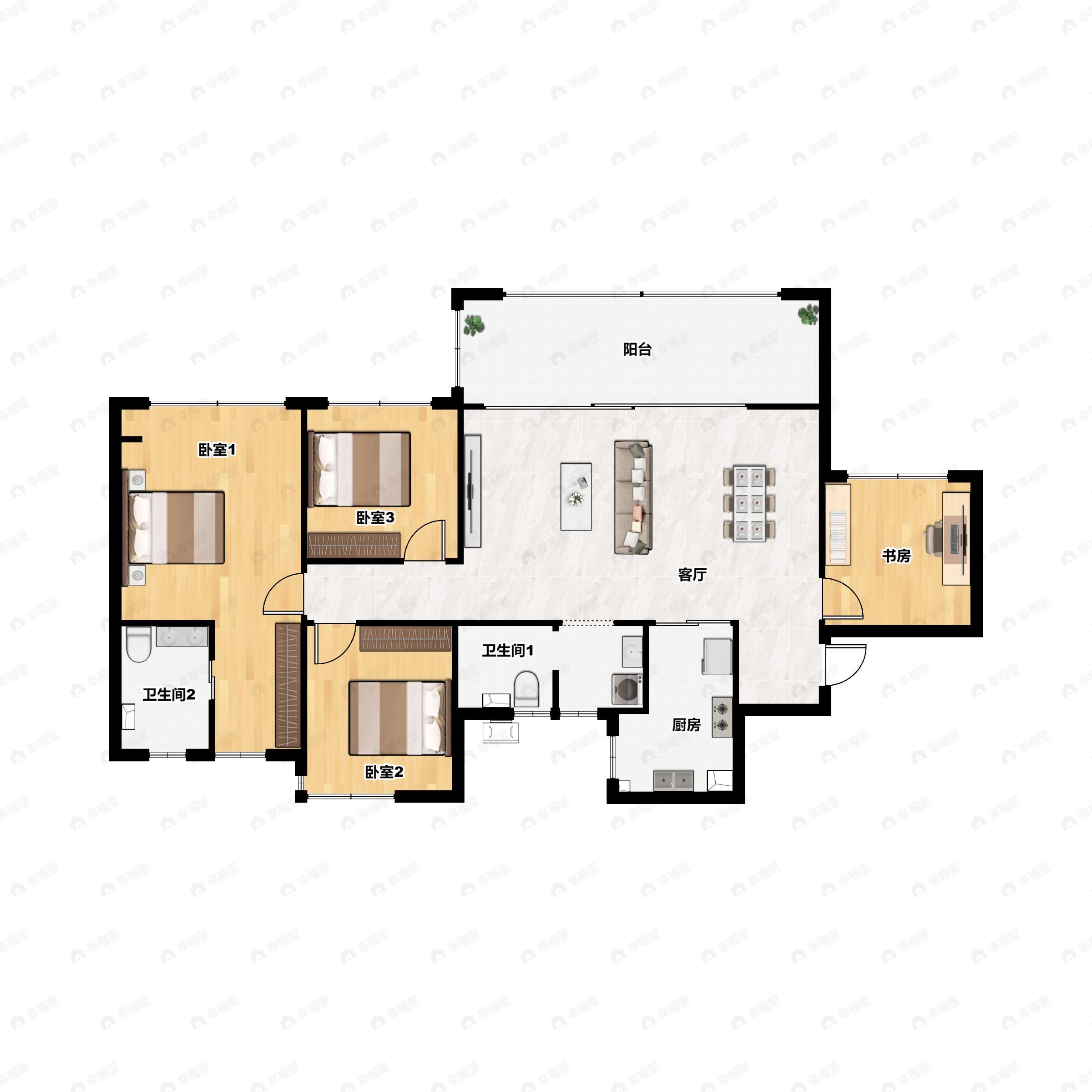 4室2厅2卫建面137平户型图