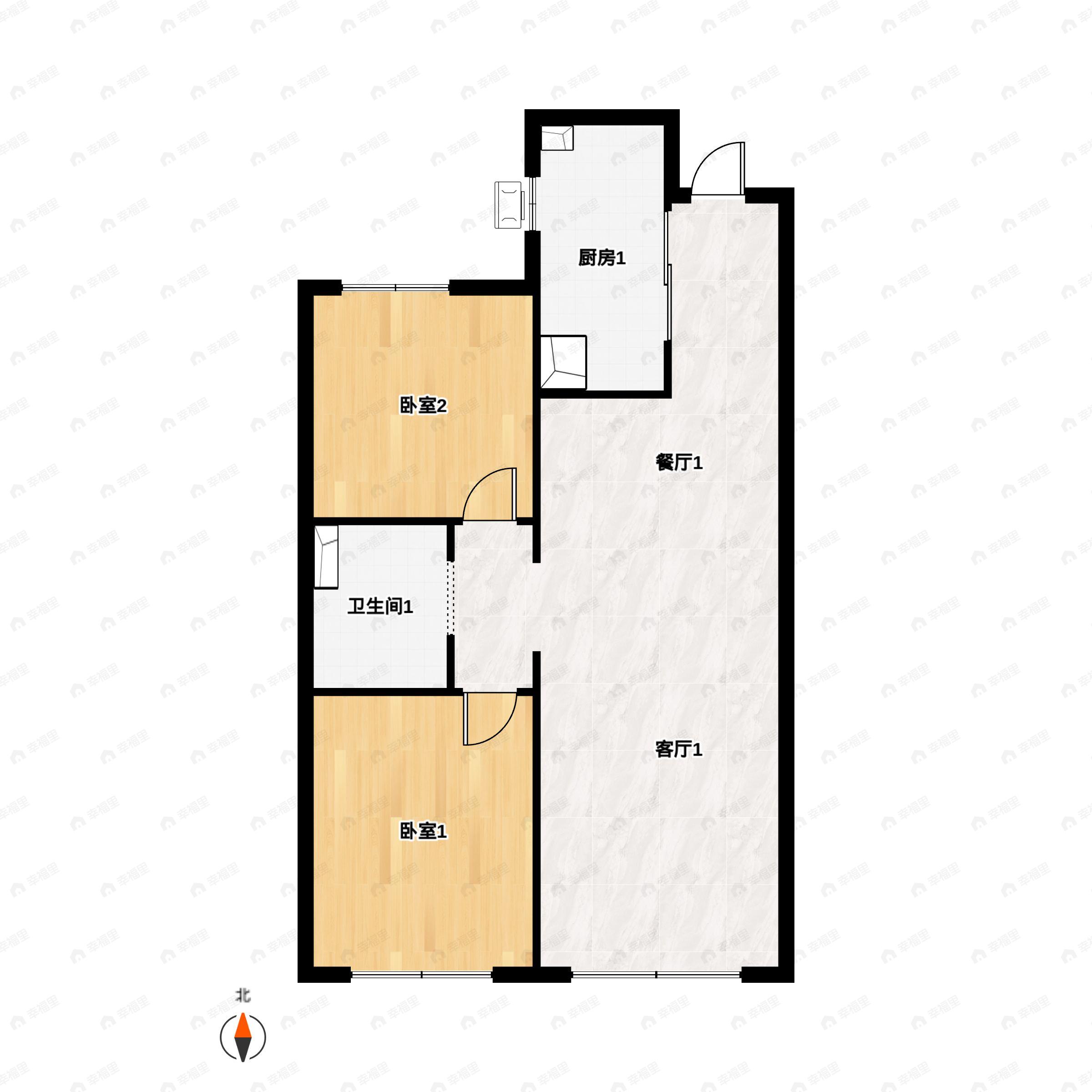 2室2厅1卫建面94平户型图
