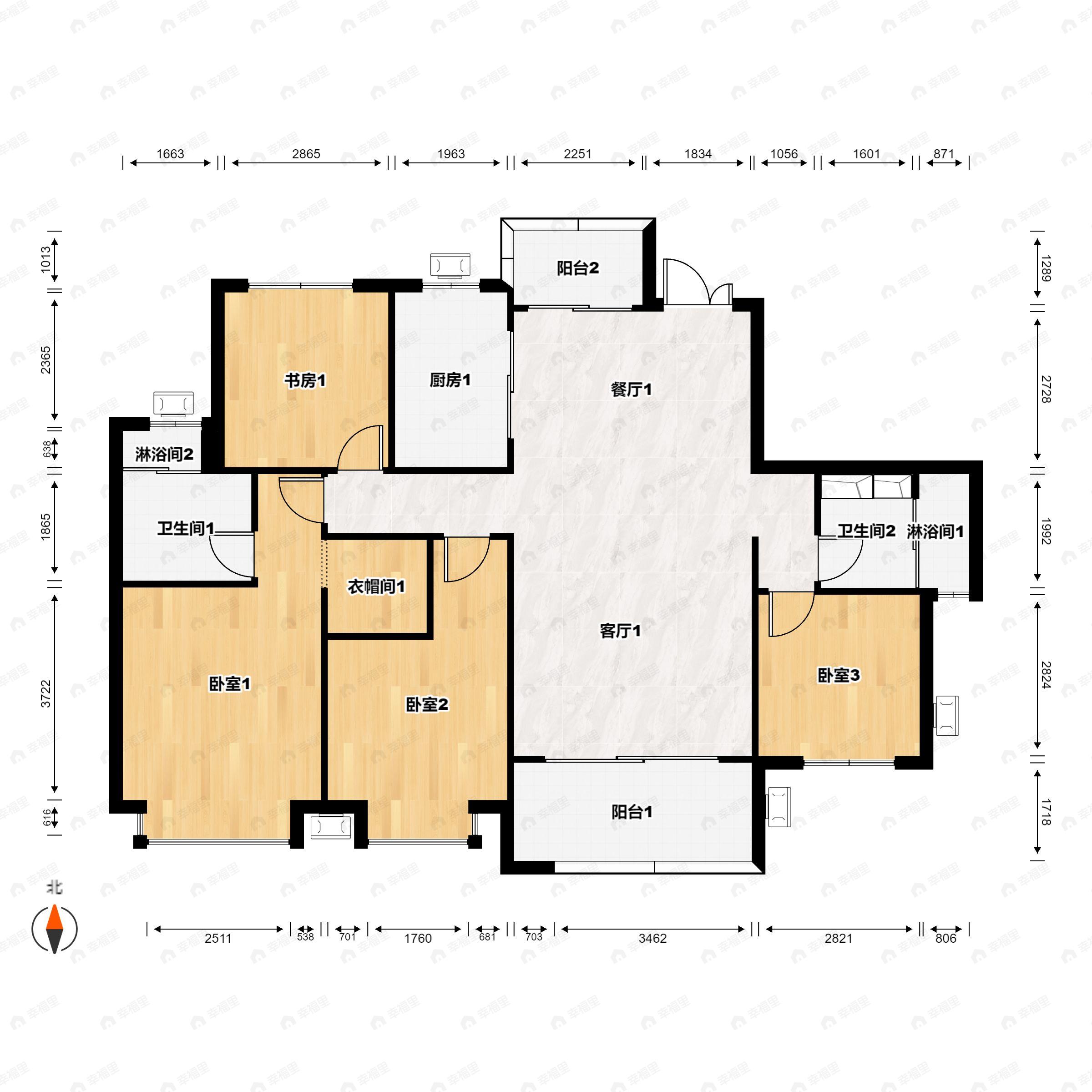 4室2厅2卫建面143平户型图