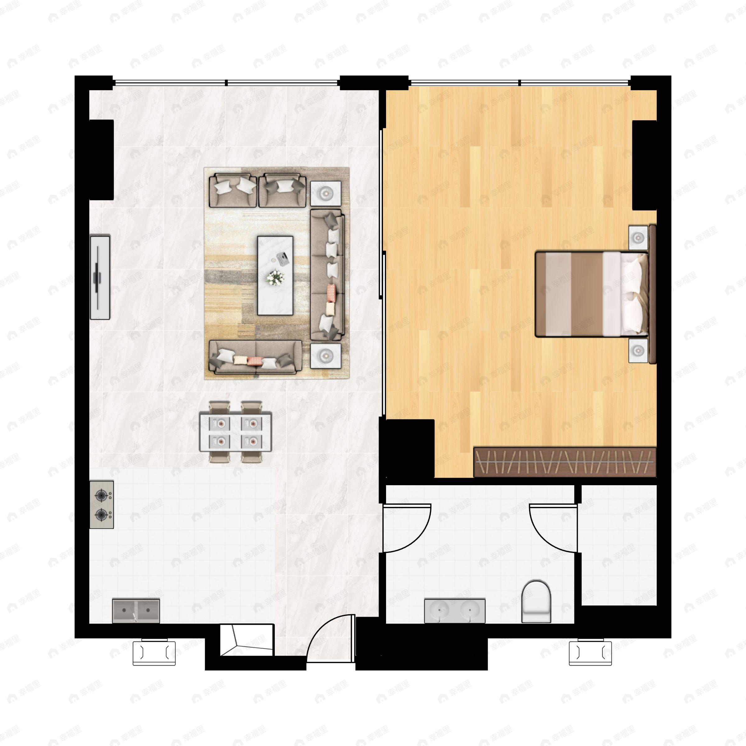 1室1厅1卫建面77平户型图