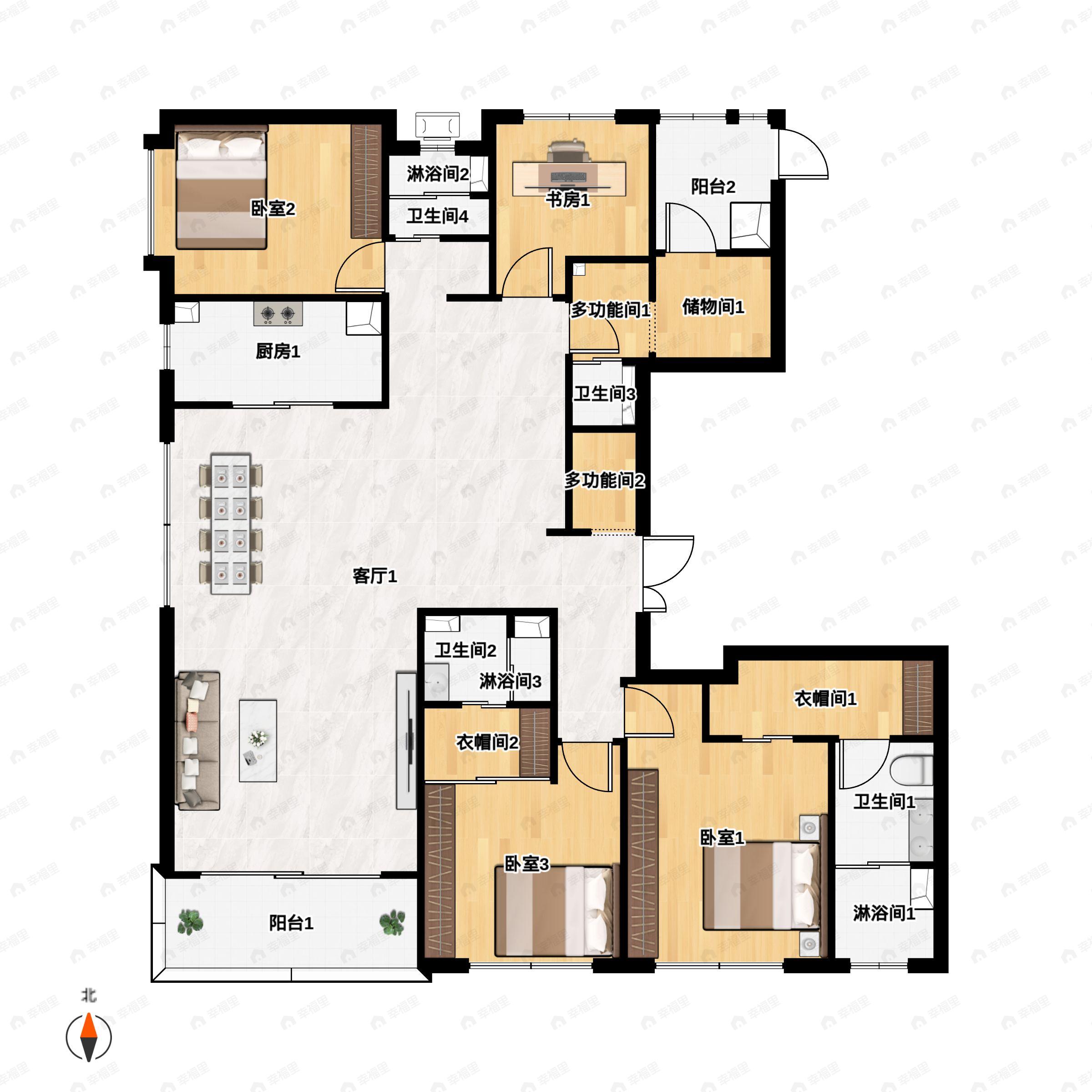 中信泰富滨江金融城4室2厅4卫户型图