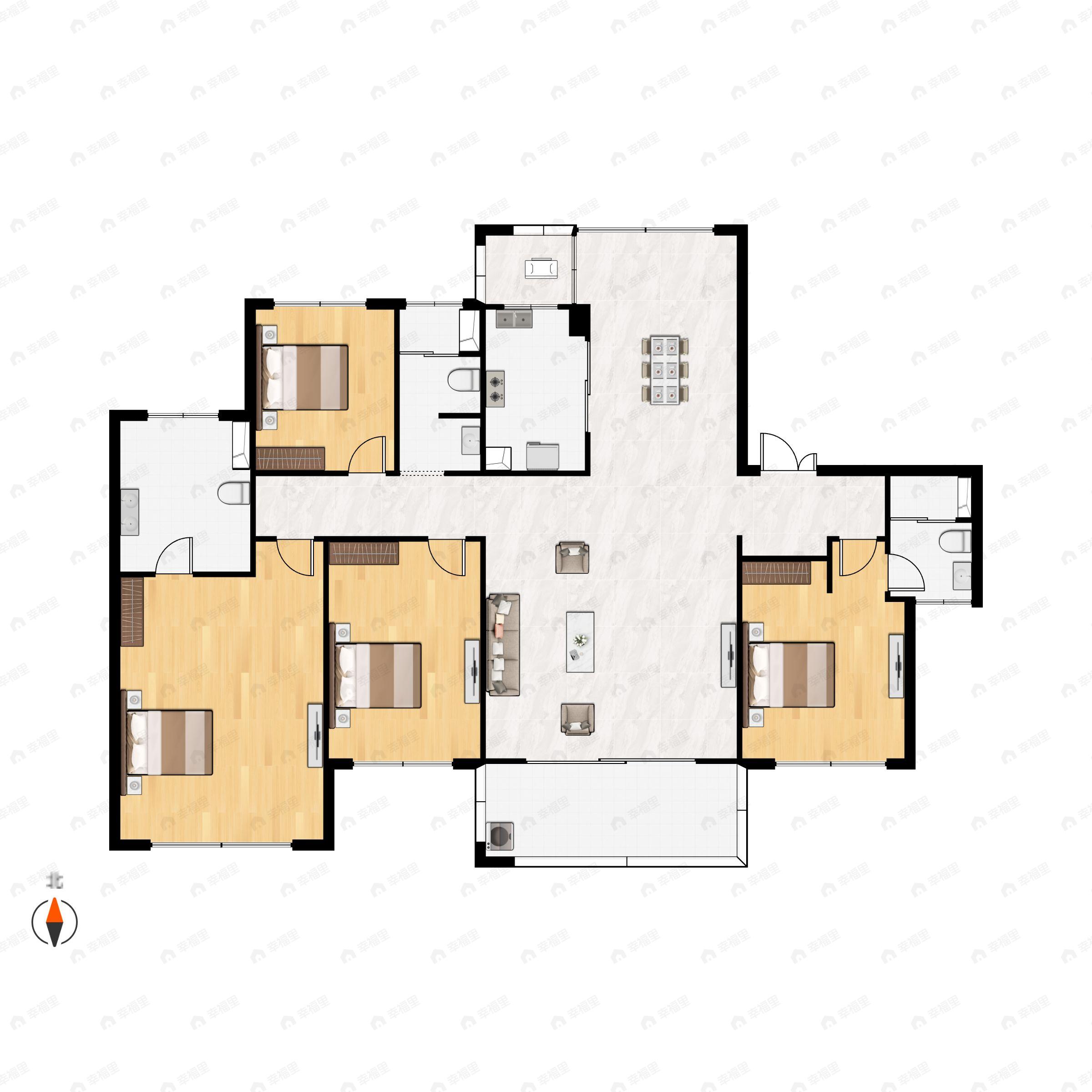4室2厅3卫建面196平户型图