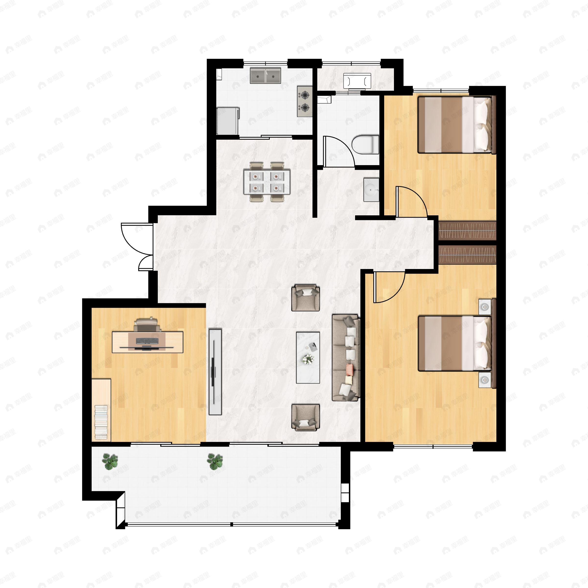 3室2厅1卫建面116平户型图