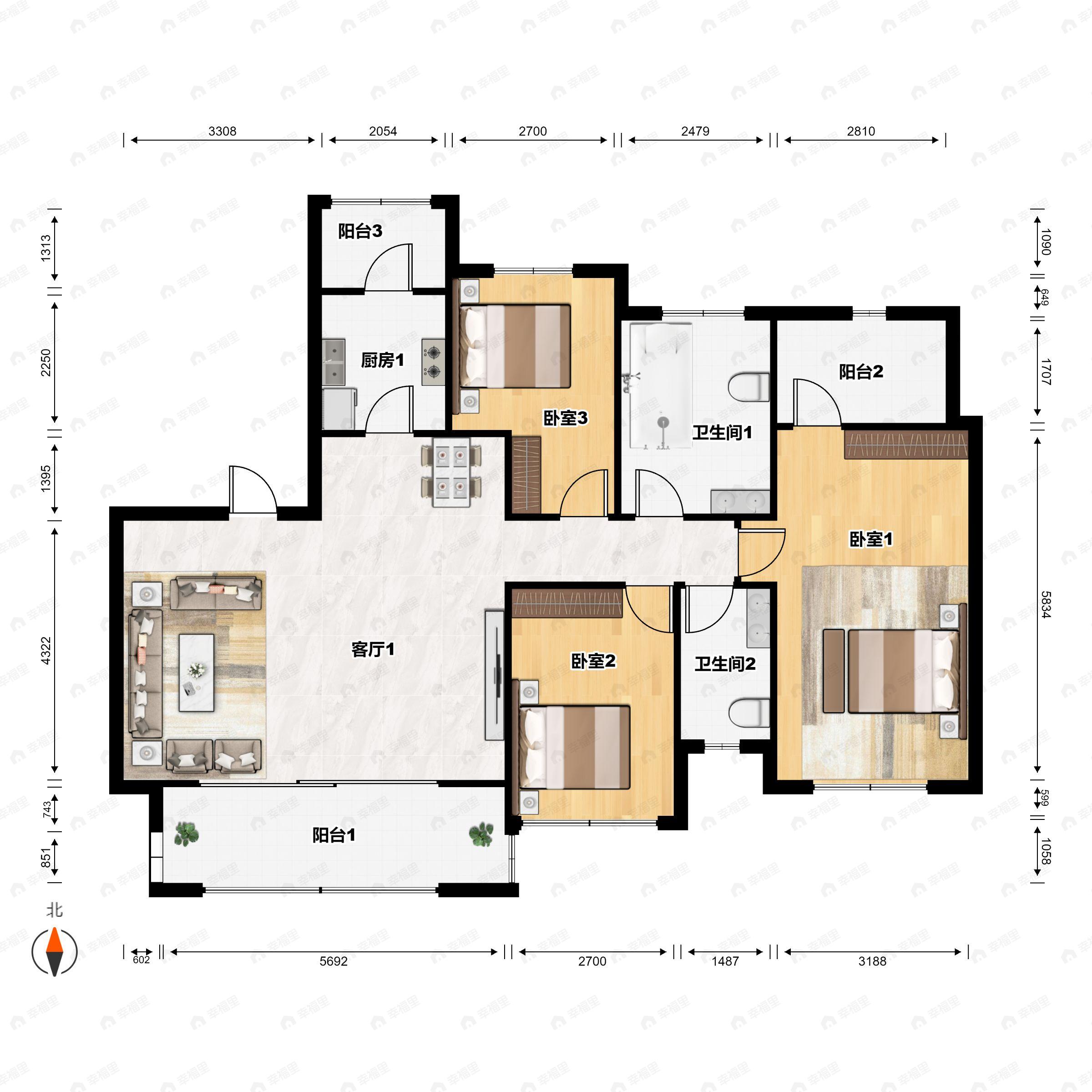 4室2厅2卫建面149平户型图