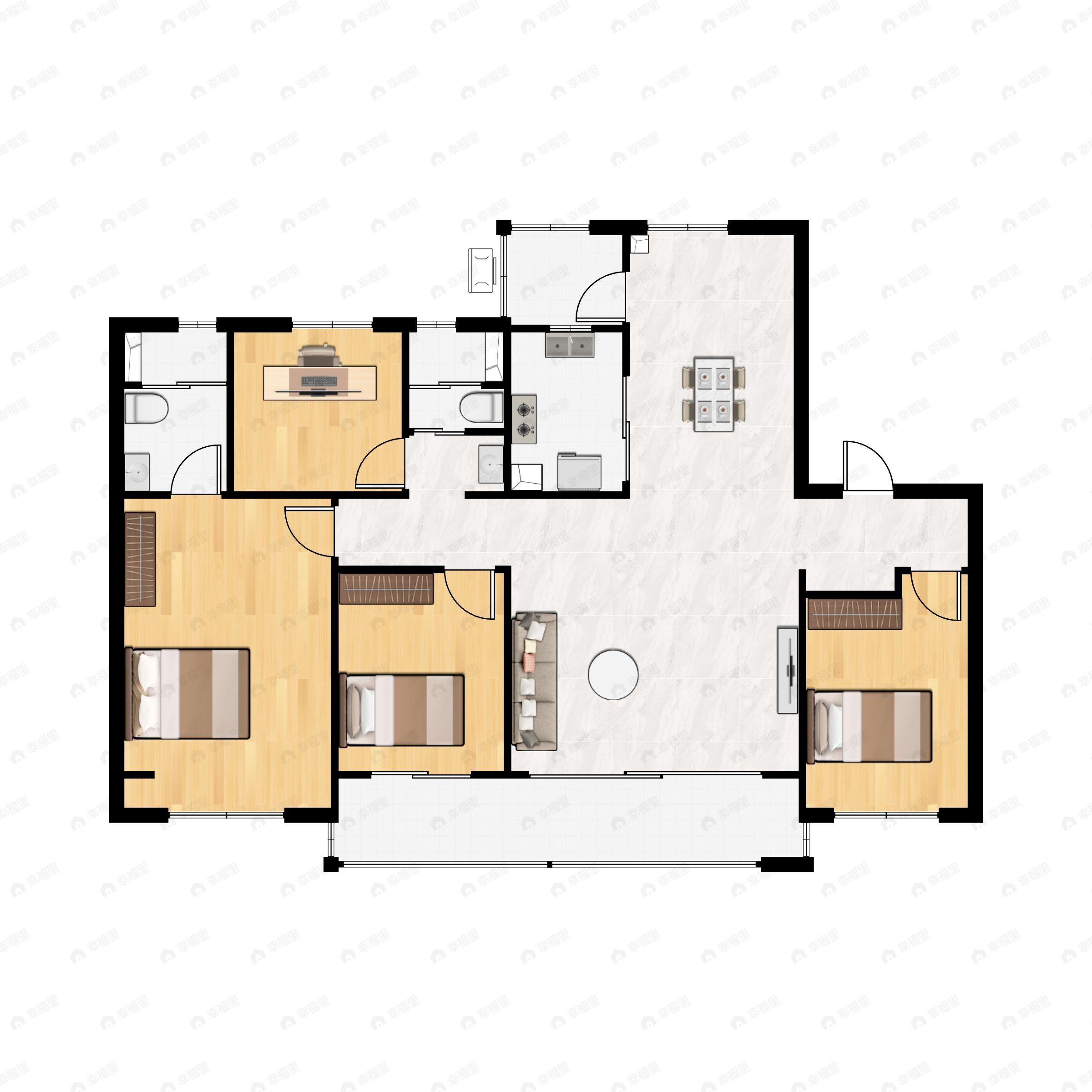 4室2厅2卫建面143平户型图