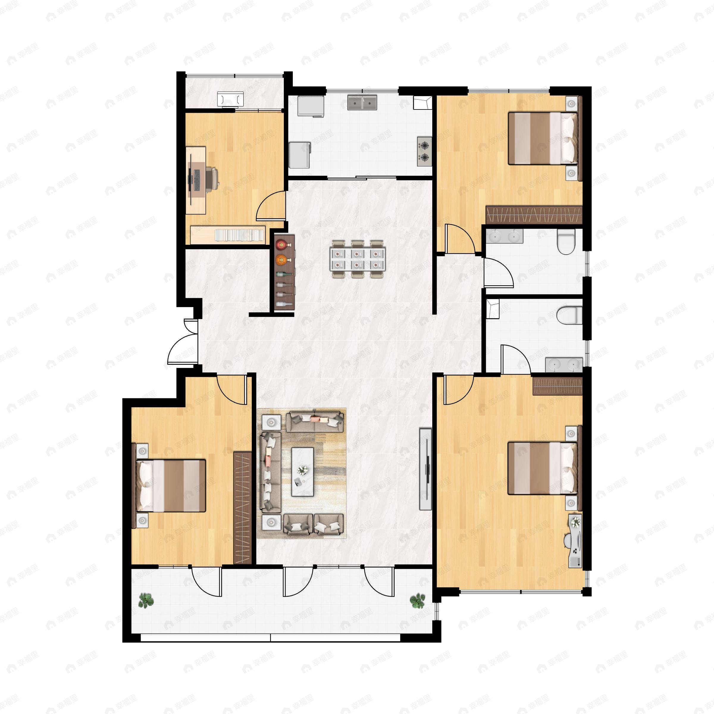 4室2厅2卫建面154平户型图
