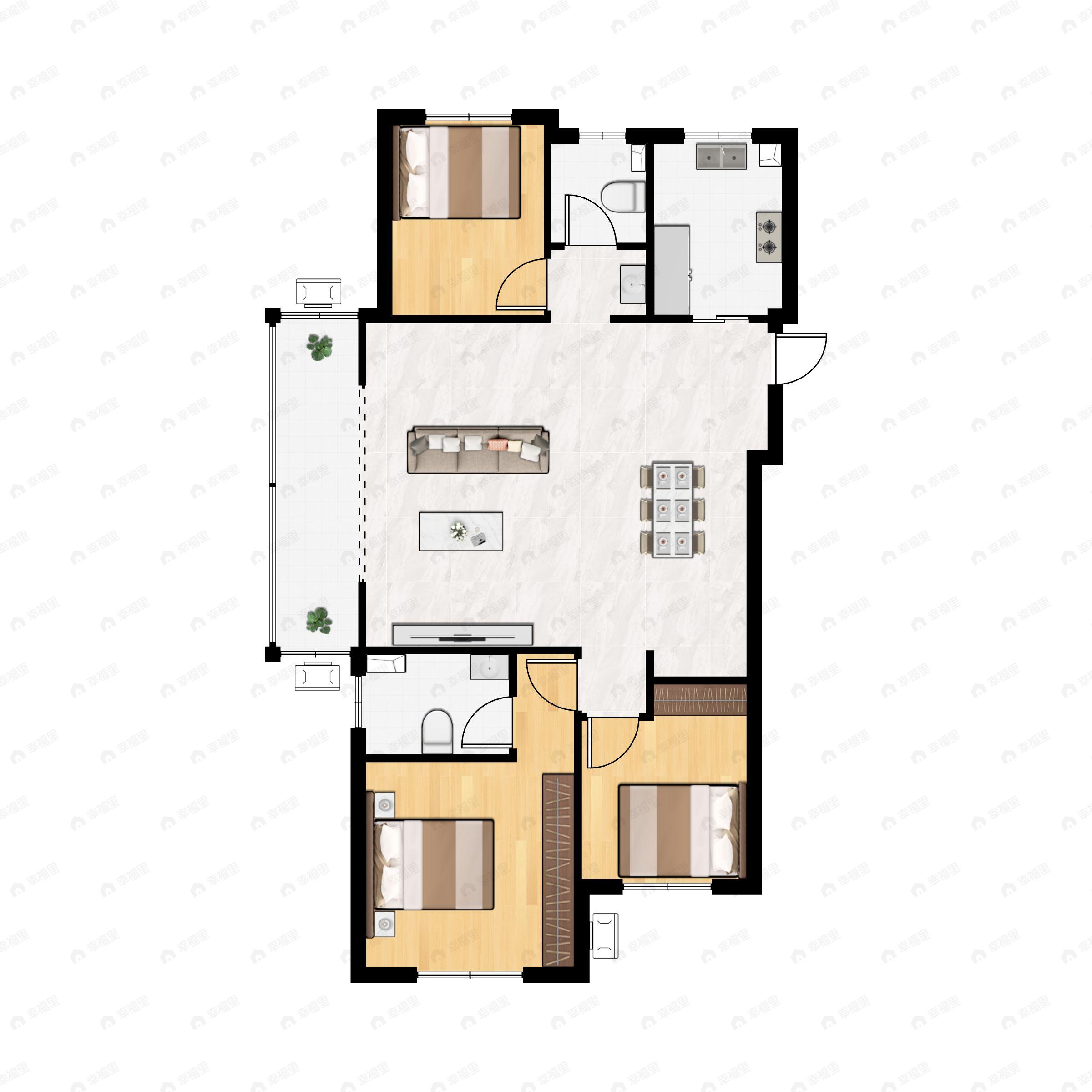 光谷正荣府3室2厅2卫户型图