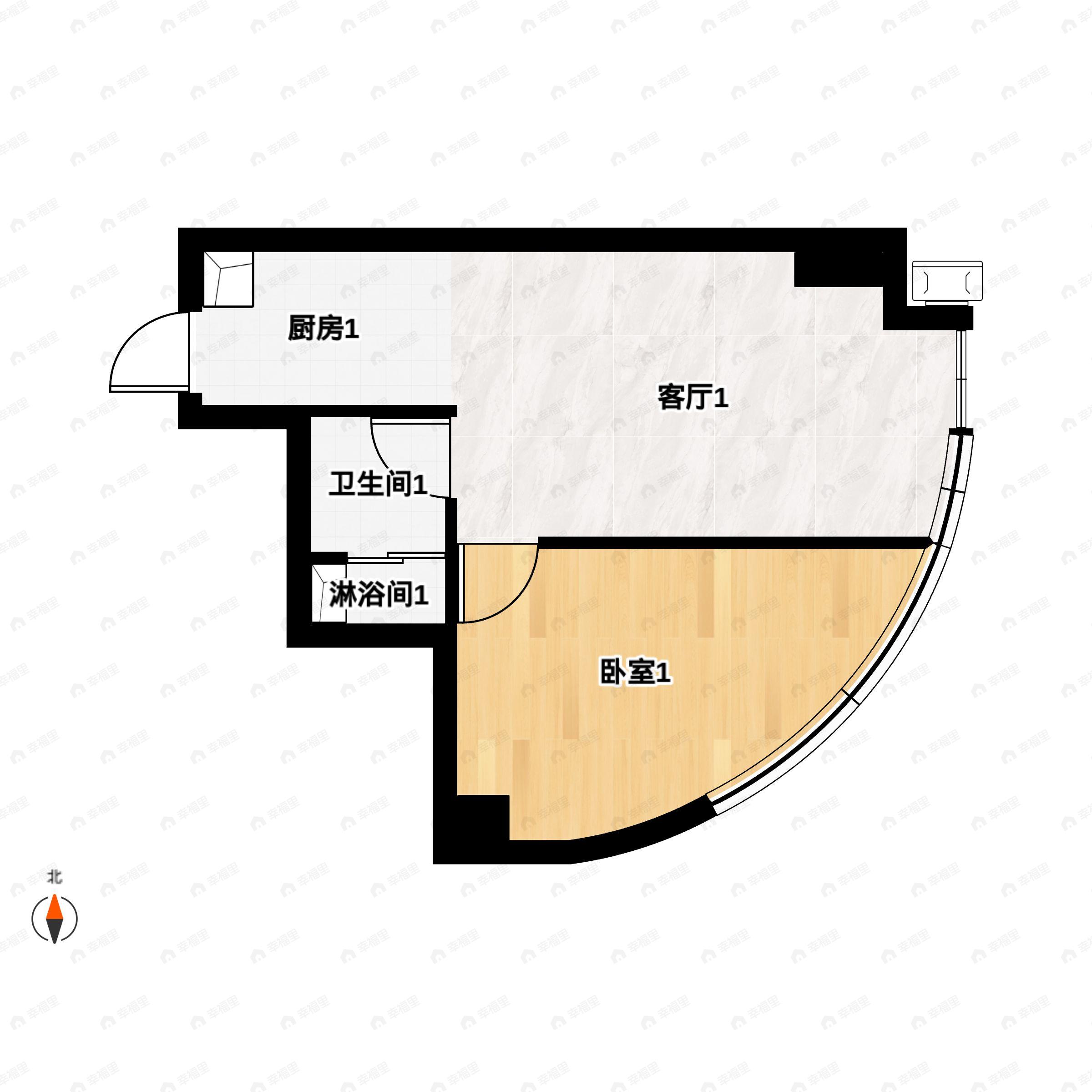 辰宇星辰荟1室1厅1卫户型图