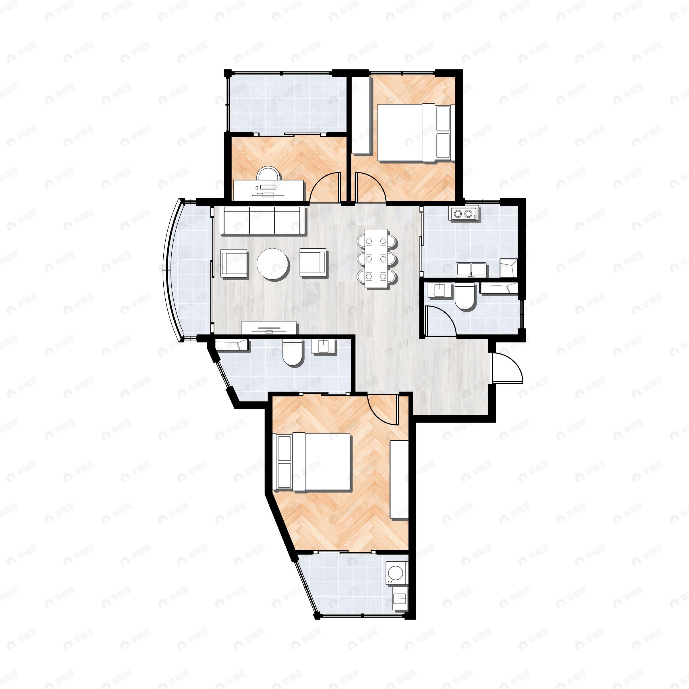 3室2厅2卫建面113平户型图