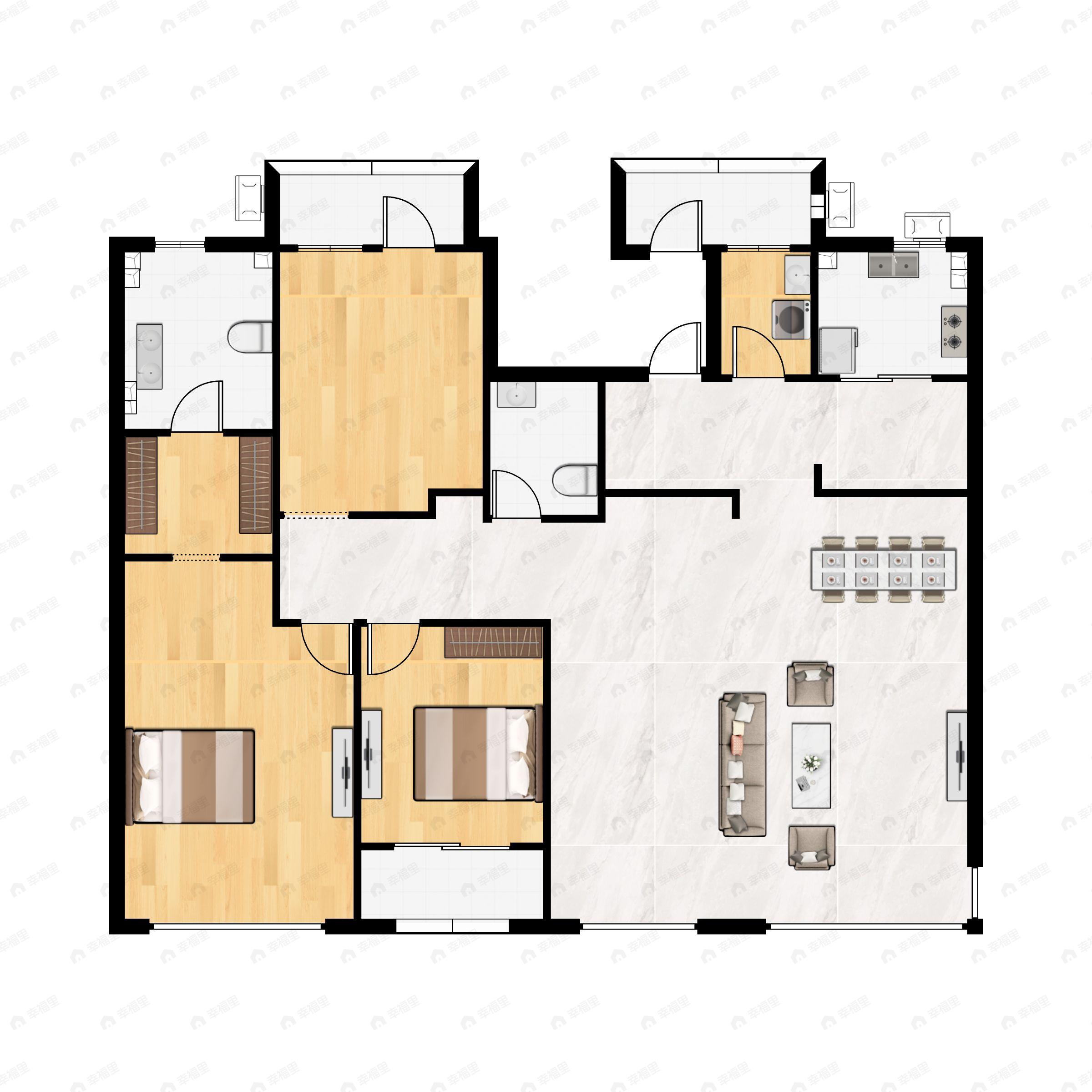 3室2厅2卫建面220平户型图
