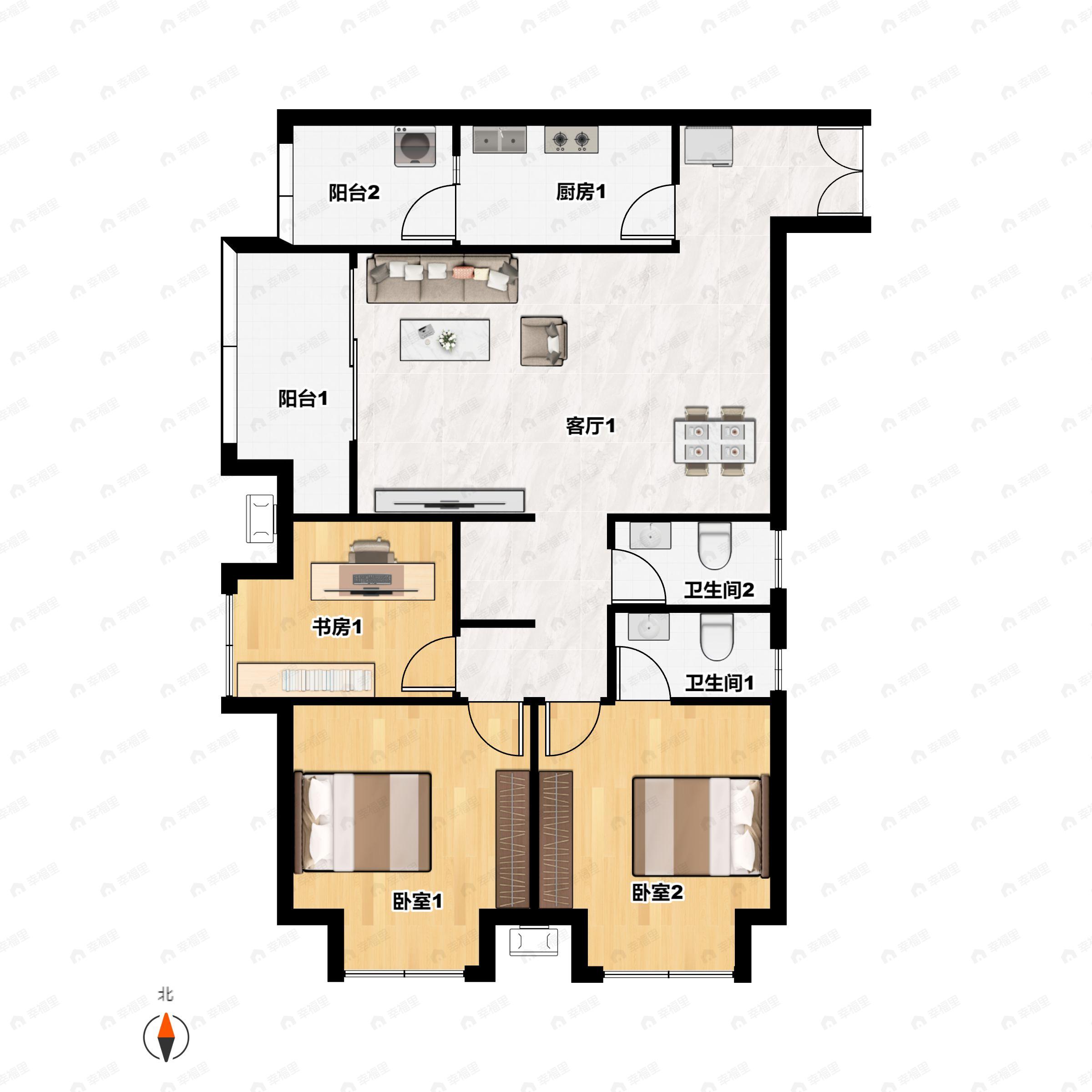 煌华晶萃城3室3厅2卫户型图
