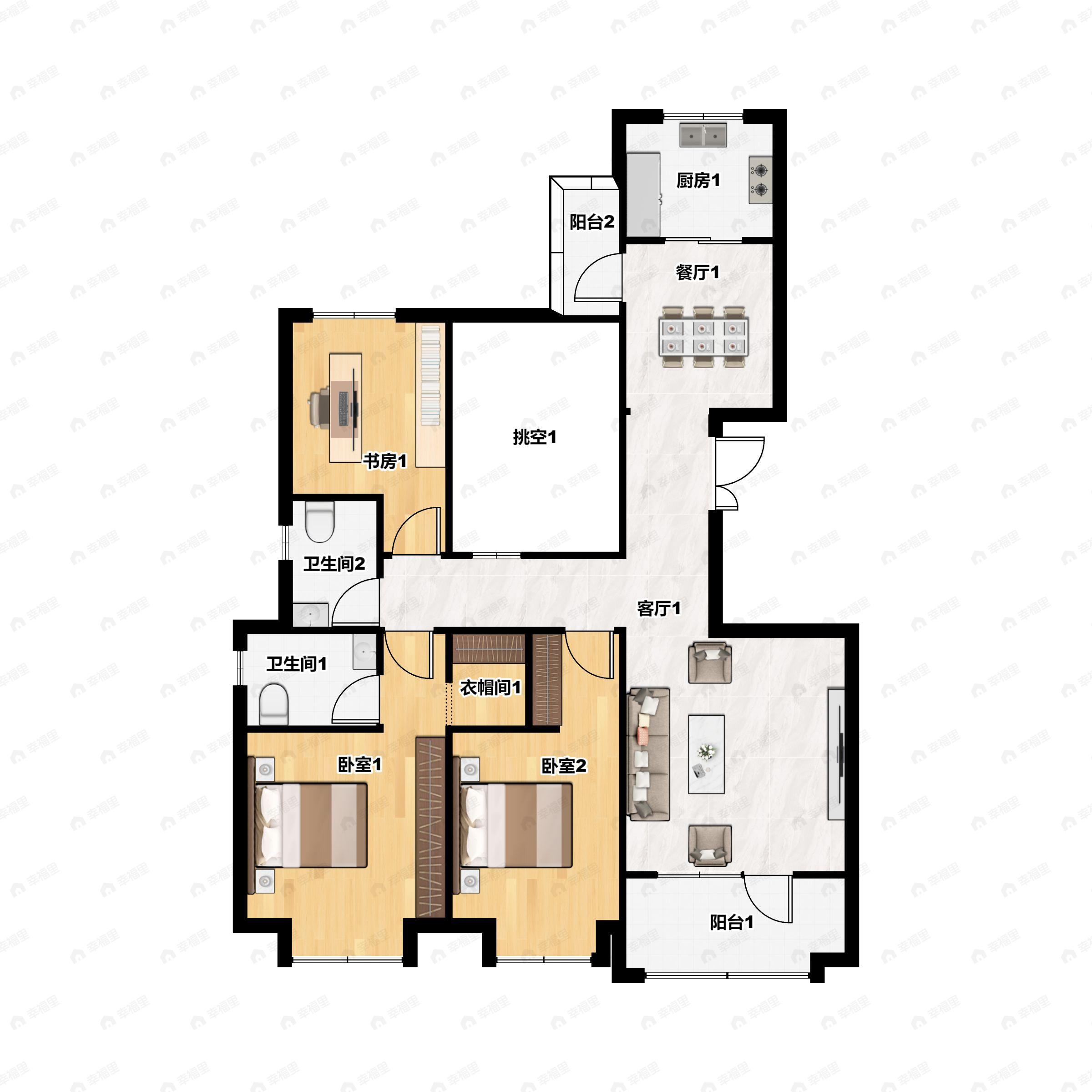 天琴湾3室2厅2卫户型图