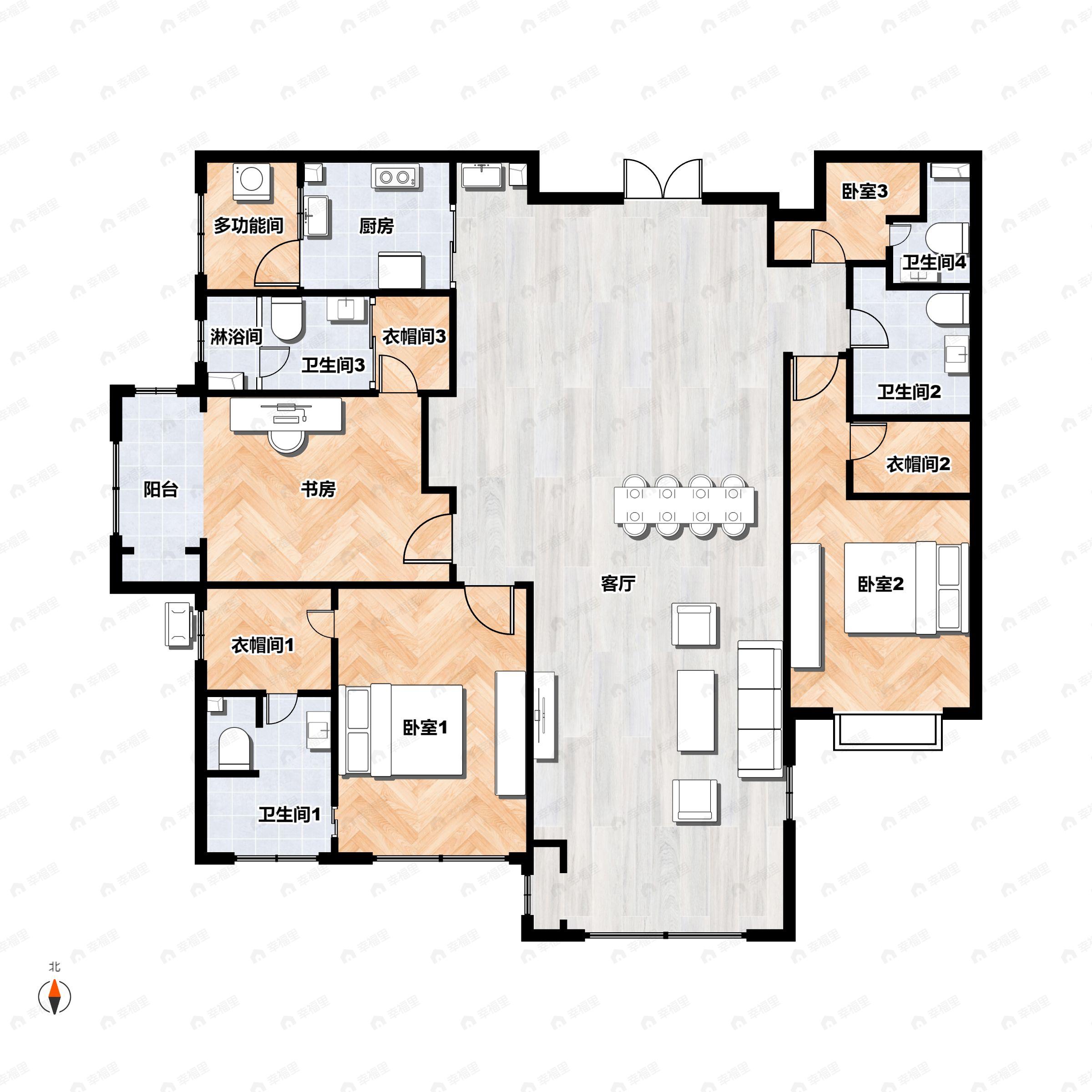 华纳豪园四六期2室2厅4卫户型图