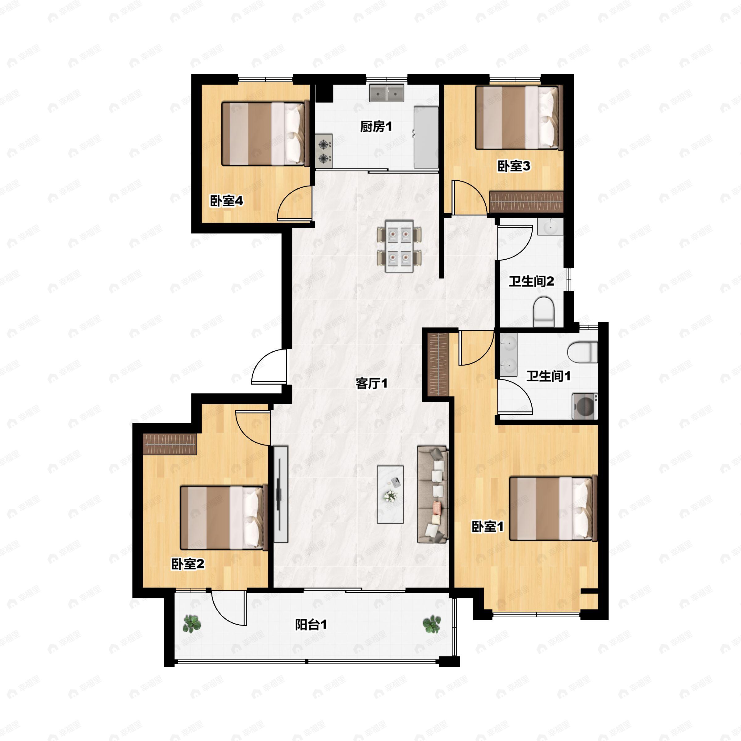 祥生未来城4室2厅2卫户型图