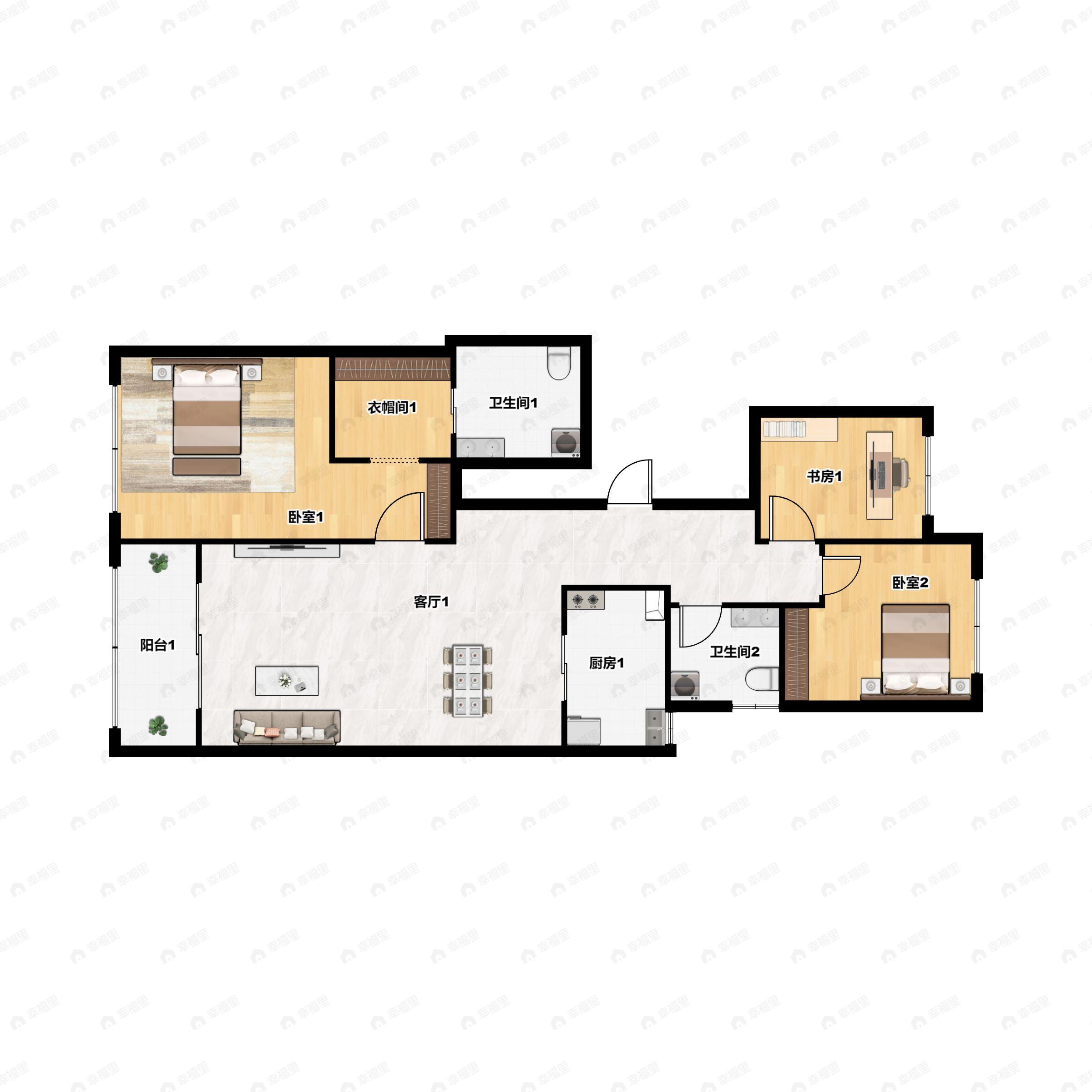 3室2厅2卫建面110平户型图
