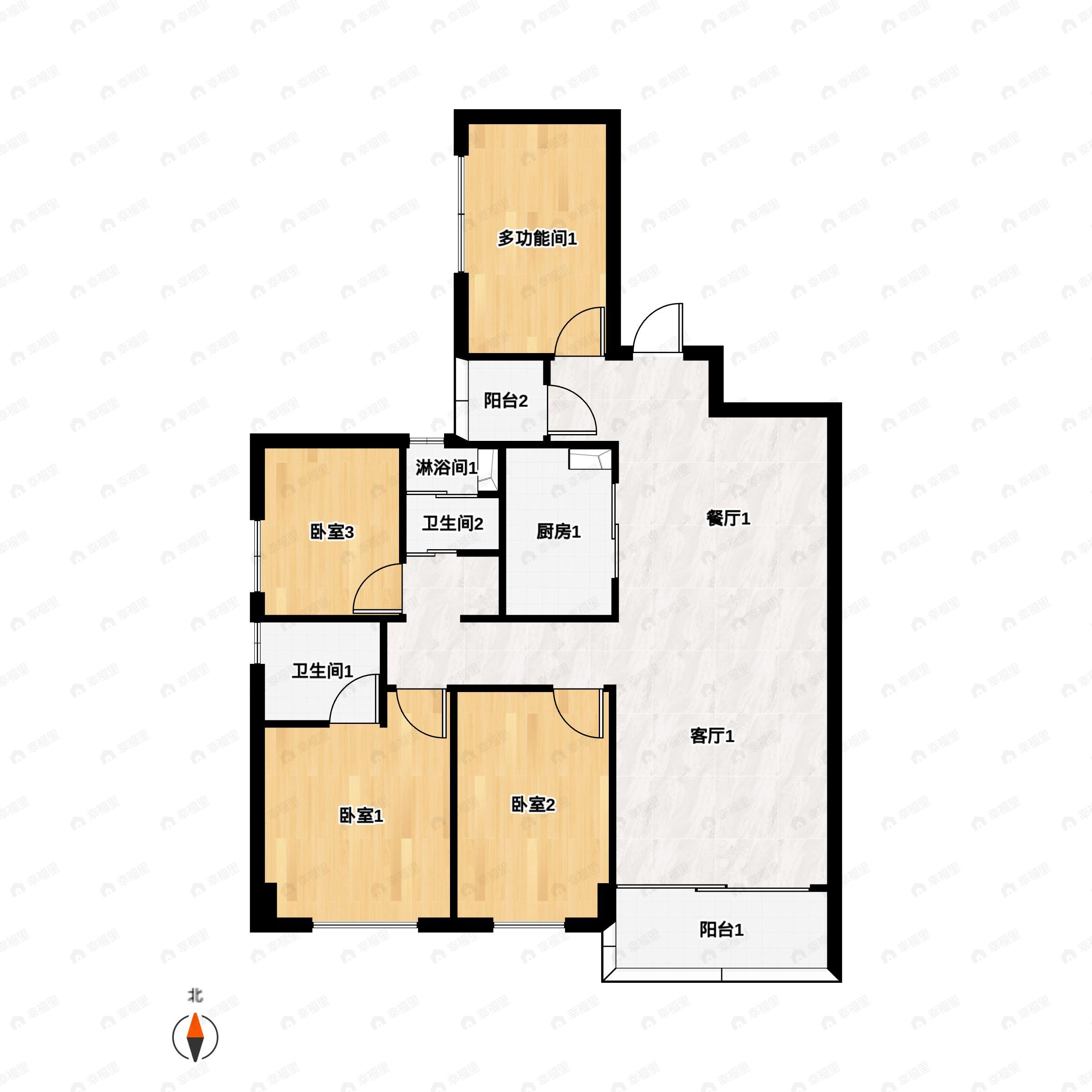 4室2厅2卫建面111平户型图